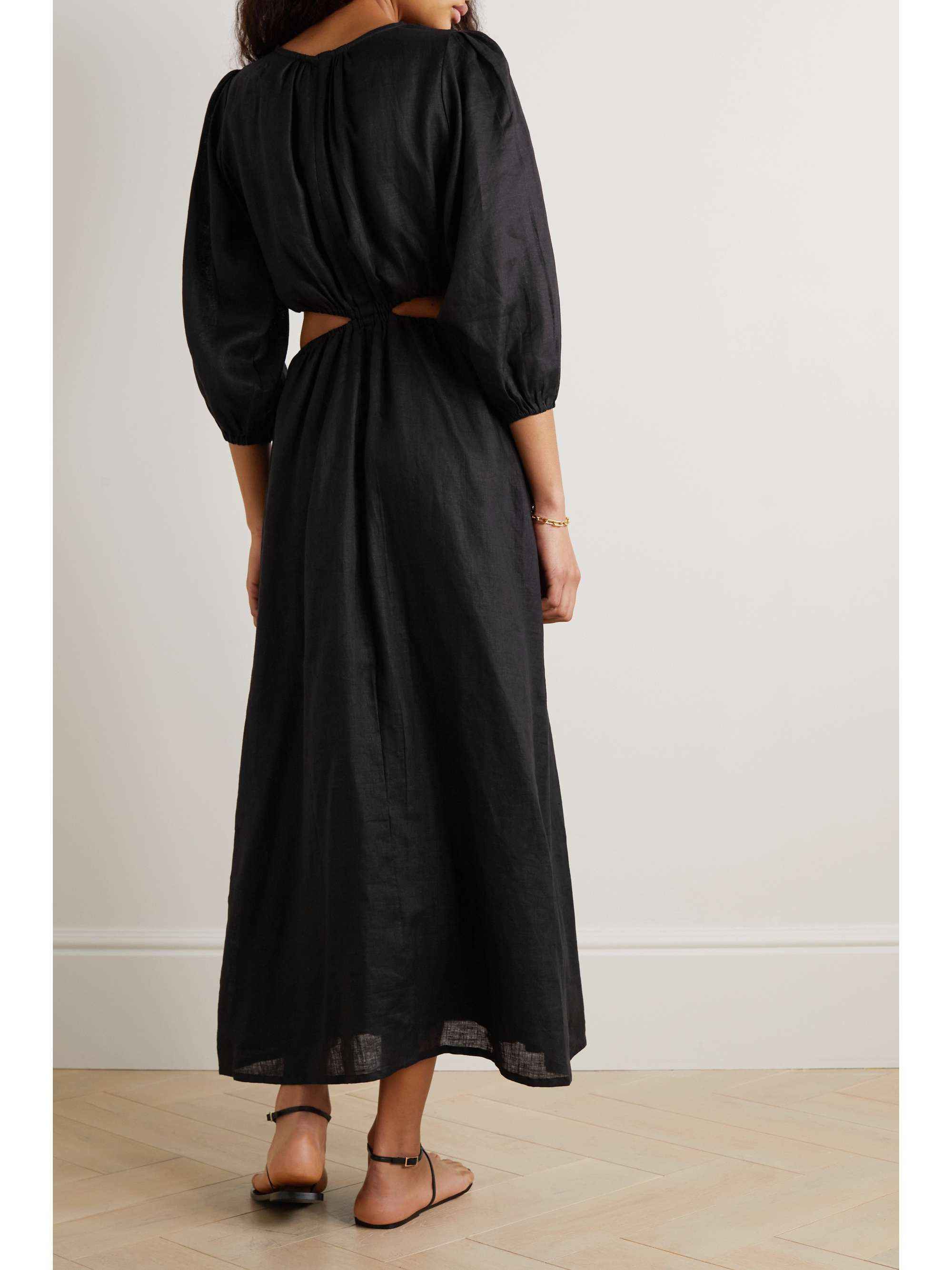 FAITHFULL THE BRAND Hielo cutout gathered linen dress