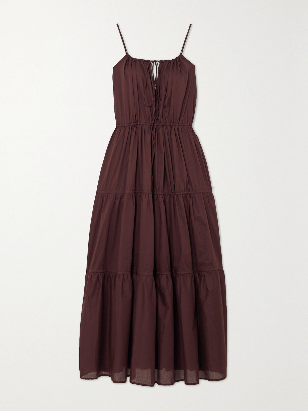 Faithfull The Brand - + Net Sustain Henri Gathered Tiered Cotton-voile Dress - Brown