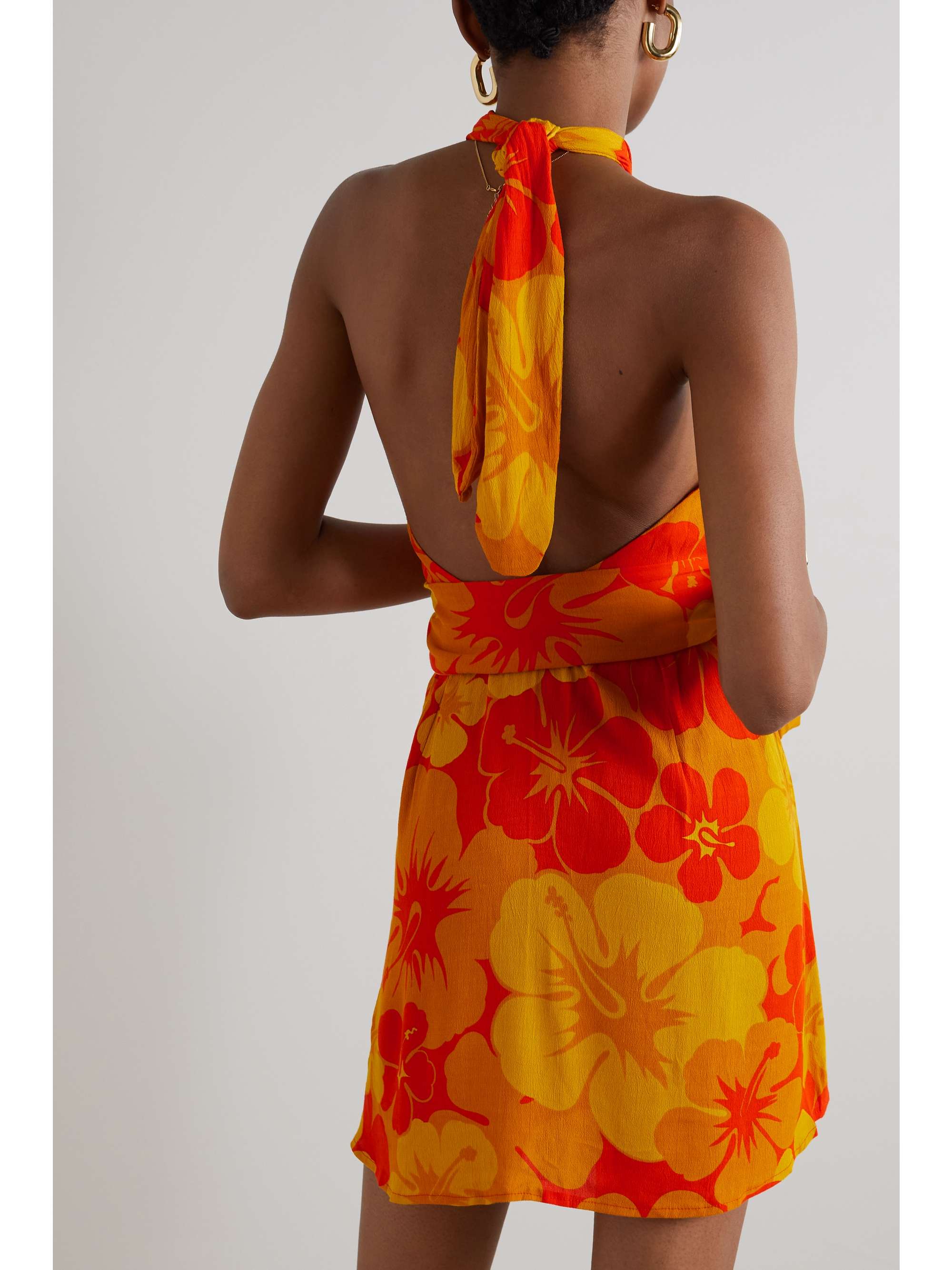FAITHFULL THE BRAND Odette floral-print crepe halterneck mini dress
