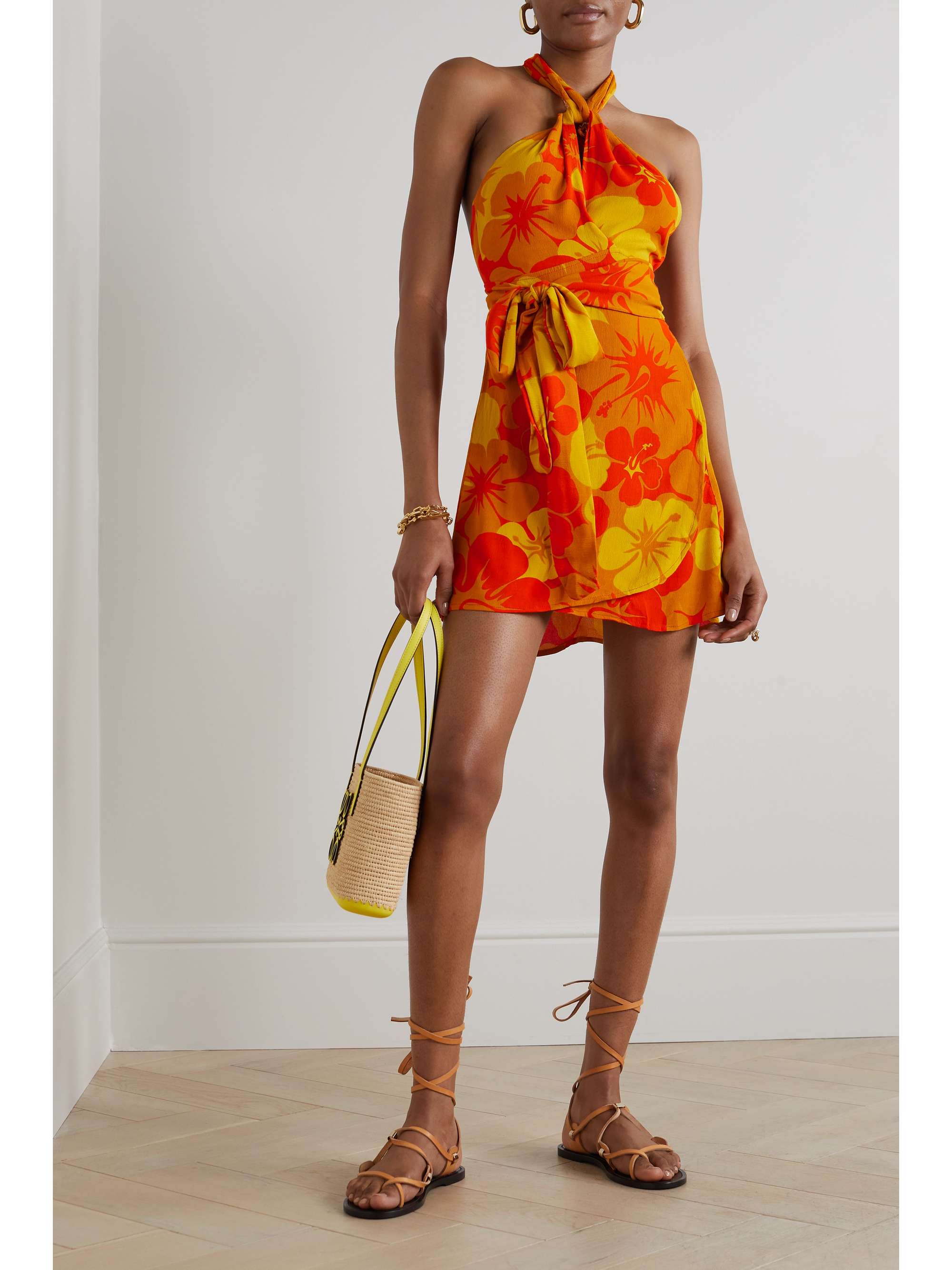 FAITHFULL THE BRAND Odette floral-print crepe halterneck mini dress