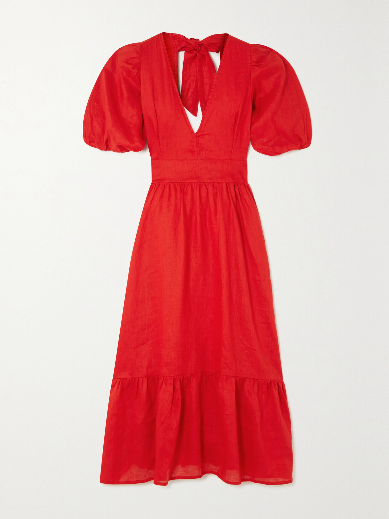 Faithfull The Brand - Romilla Open-back Linen Midi Dress - Red