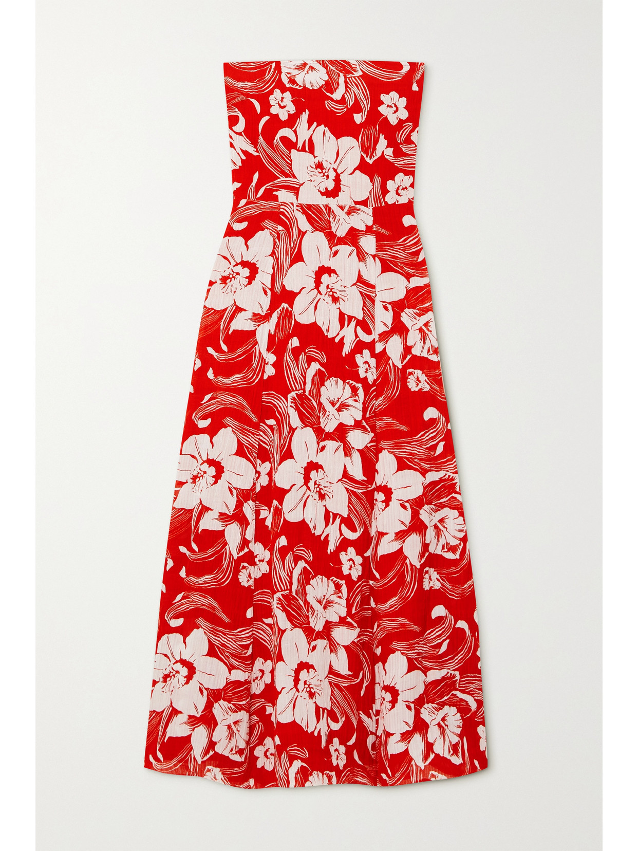 Faithfull The Brand - Maivi Strapless Bow-detailed Floral-print Linen Dress - Red