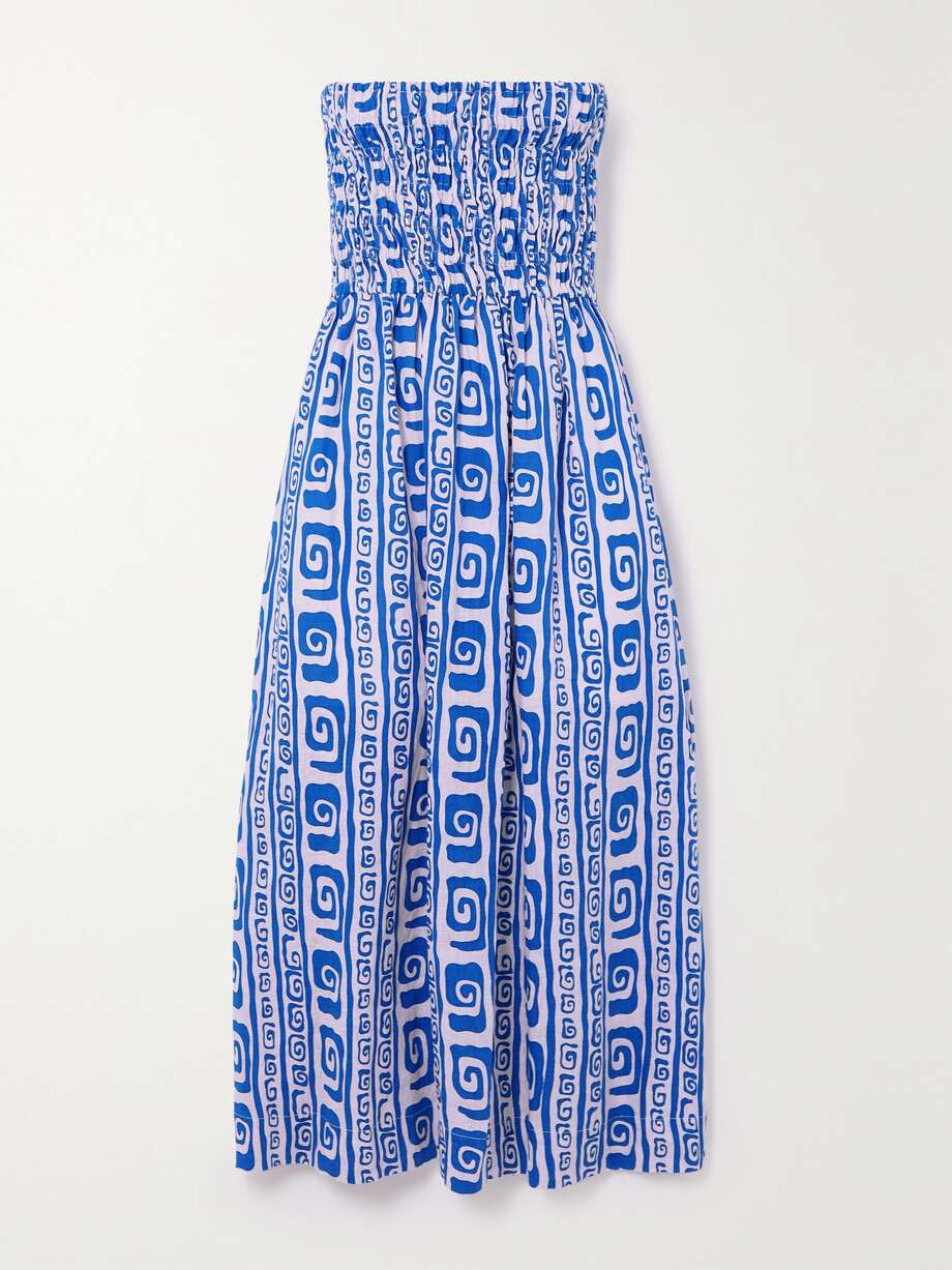 net-a-porter.com | Musee smocked printed linen dress