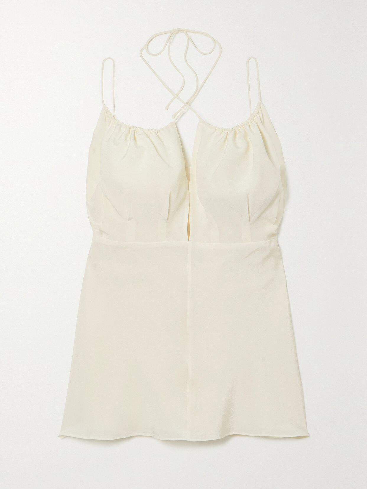 TOTEME - Tie-detailed Gathered Silk Crepe De Chine Camisole - Off-white