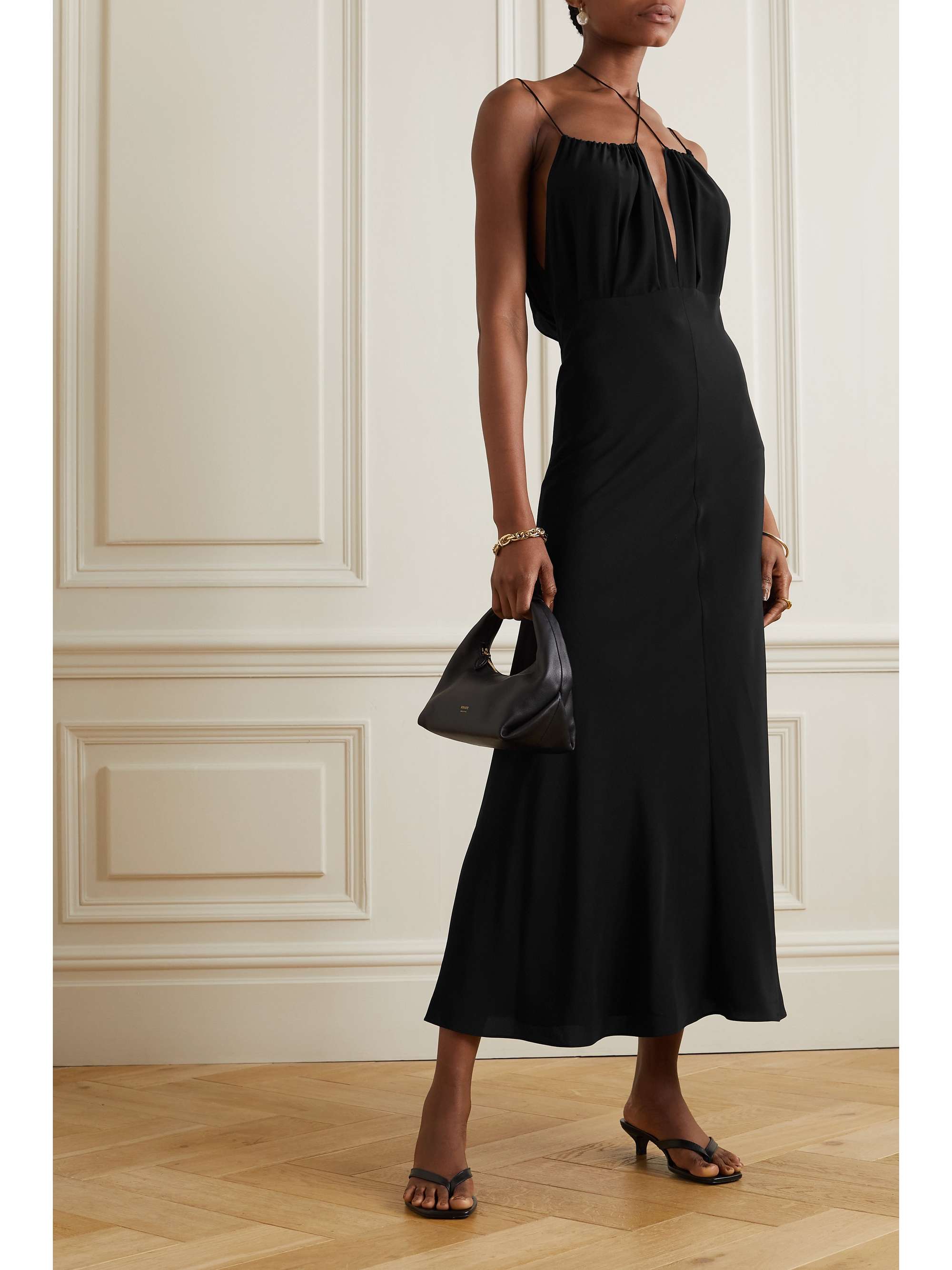 TOTEME Neckholder-Maxikleid aus Crêpe de Chine aus Seide mit Raffungen