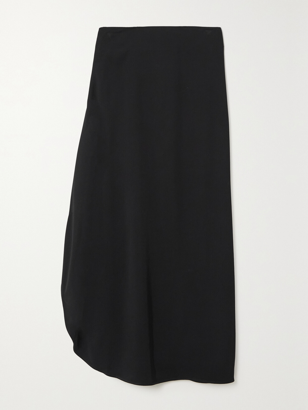 TOTEME - Asymmetric Draped Twill Midi Skirt - Black