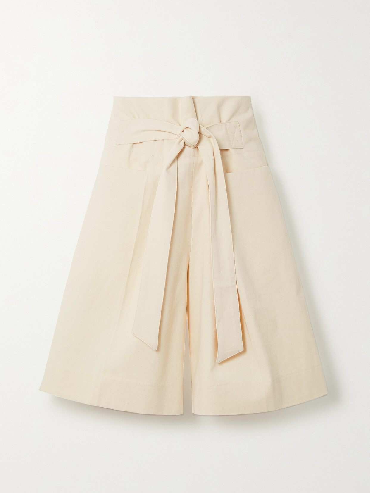 TOTEME Belted Cotton-twill Shorts - Ecru