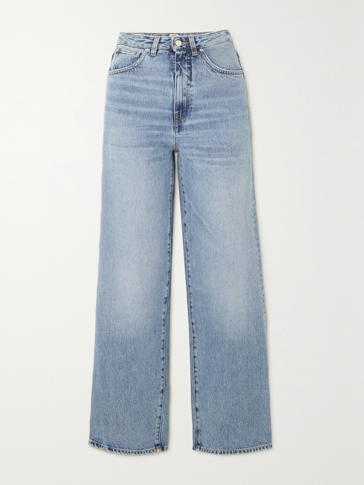 Shop Totême High-rise Flared Organic Jeans In Blue