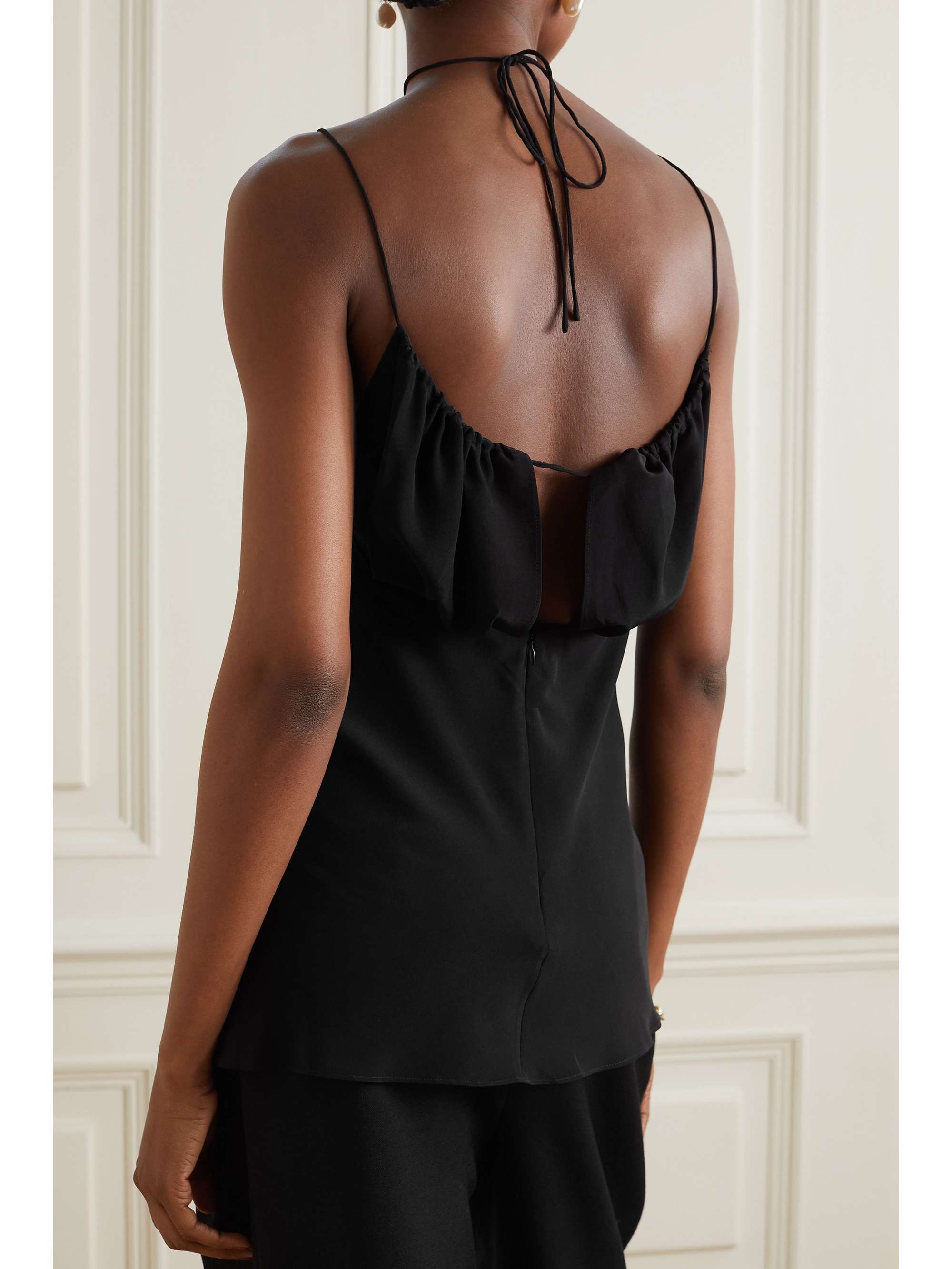 TOTEME Tie-detailed gathered silk crepe de chine camisole