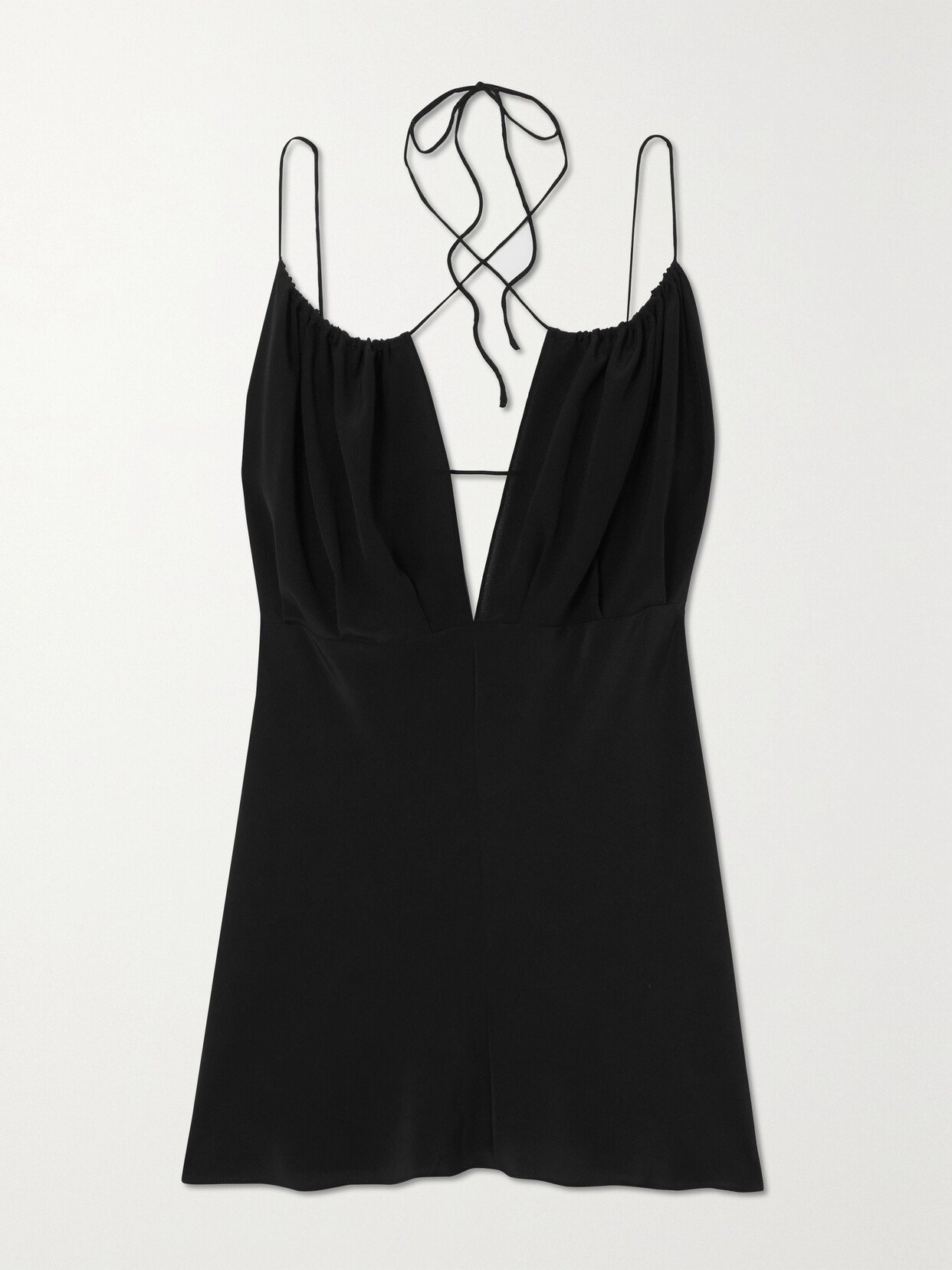 TOTEME - Tie-detailed Gathered Silk Crepe De Chine Camisole - Black