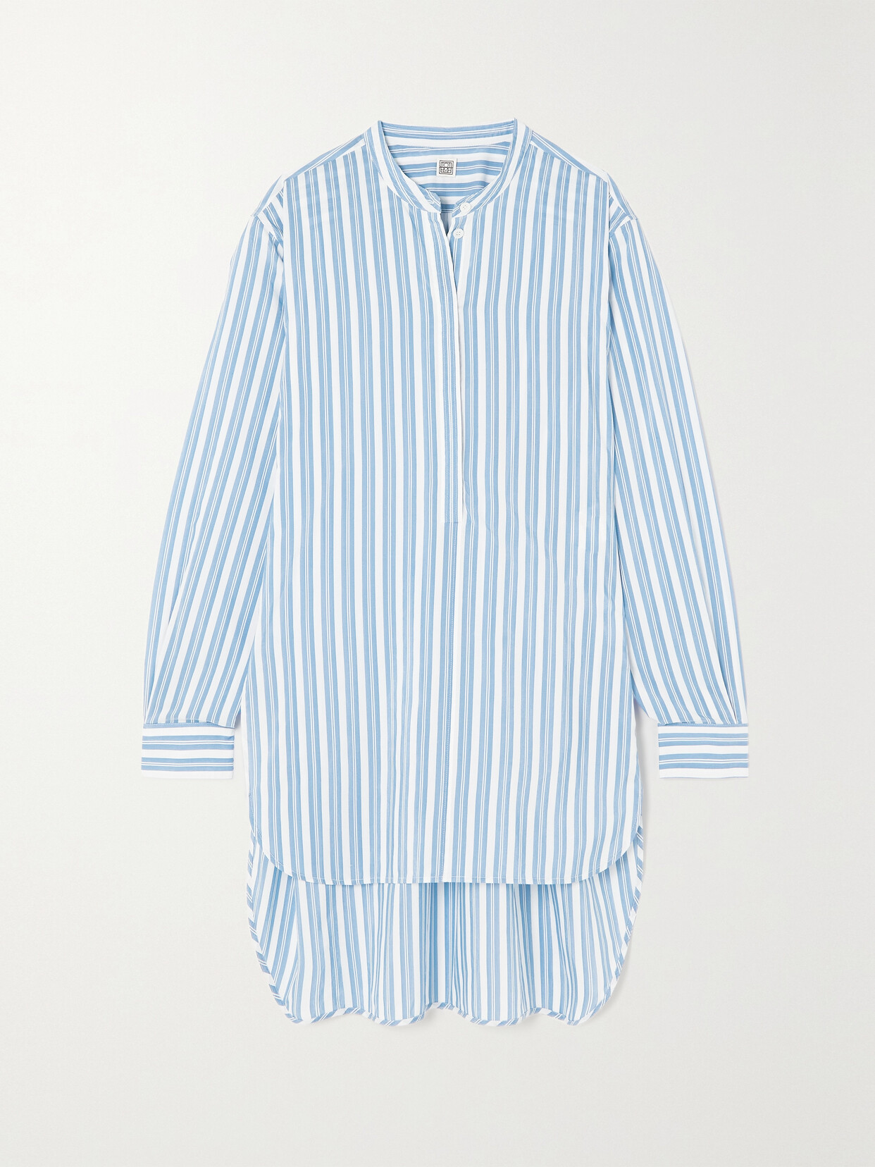 TOTÊME STRIPED COTTON AND SILK-BLEND SHIRT