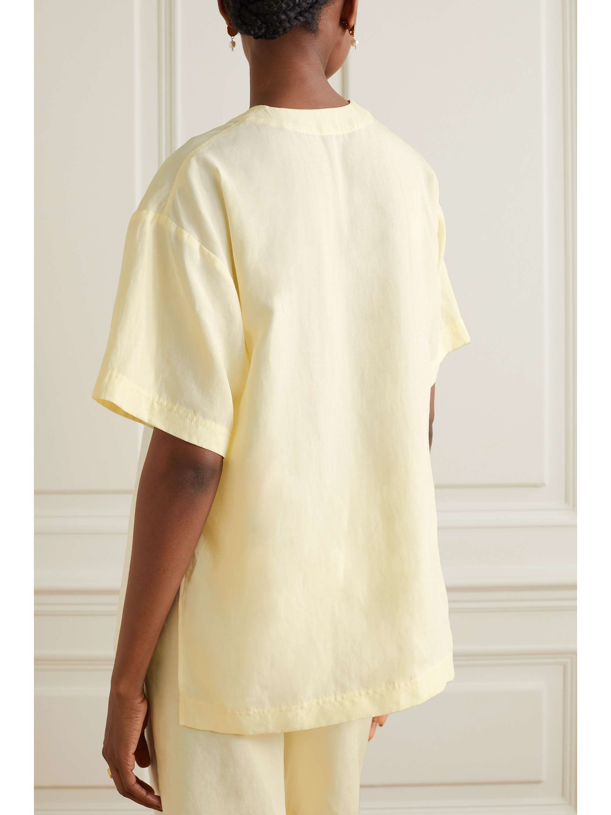 TOTEME Tie-detailed Lyocell and linen-blend top