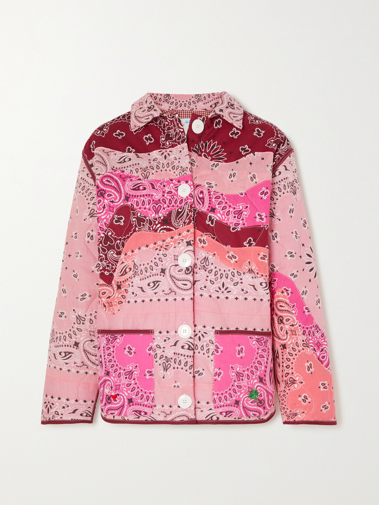 Patchwork Paisley-print Cotton-poplin Jacket In Pink