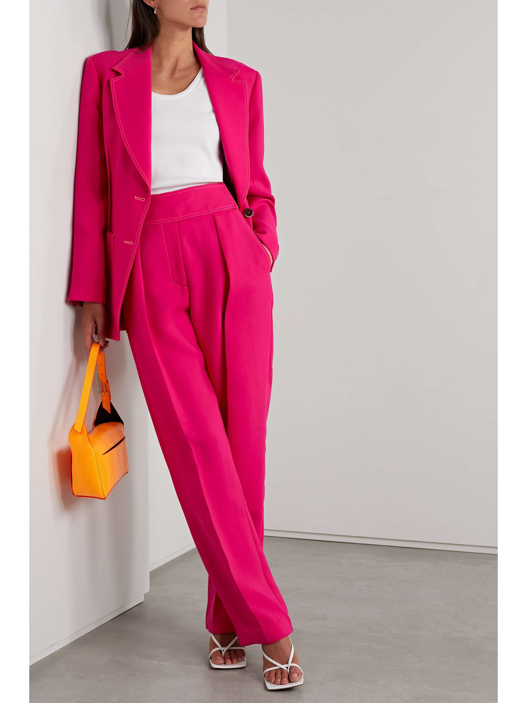 CHRISTOPHER JOHN ROGERS Pleated wool tapered pants