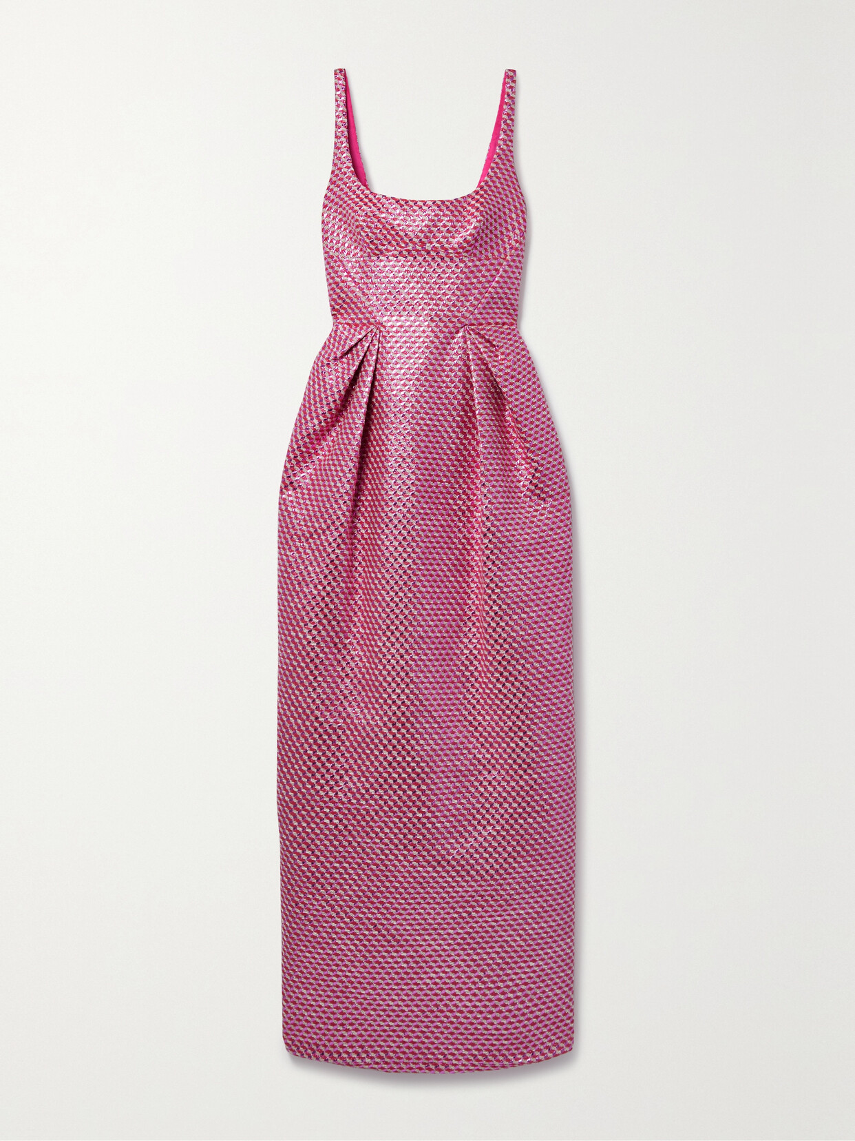 Christopher John Rogers - Pleated Metallic Cotton-blend Jacquard Gown - Pink