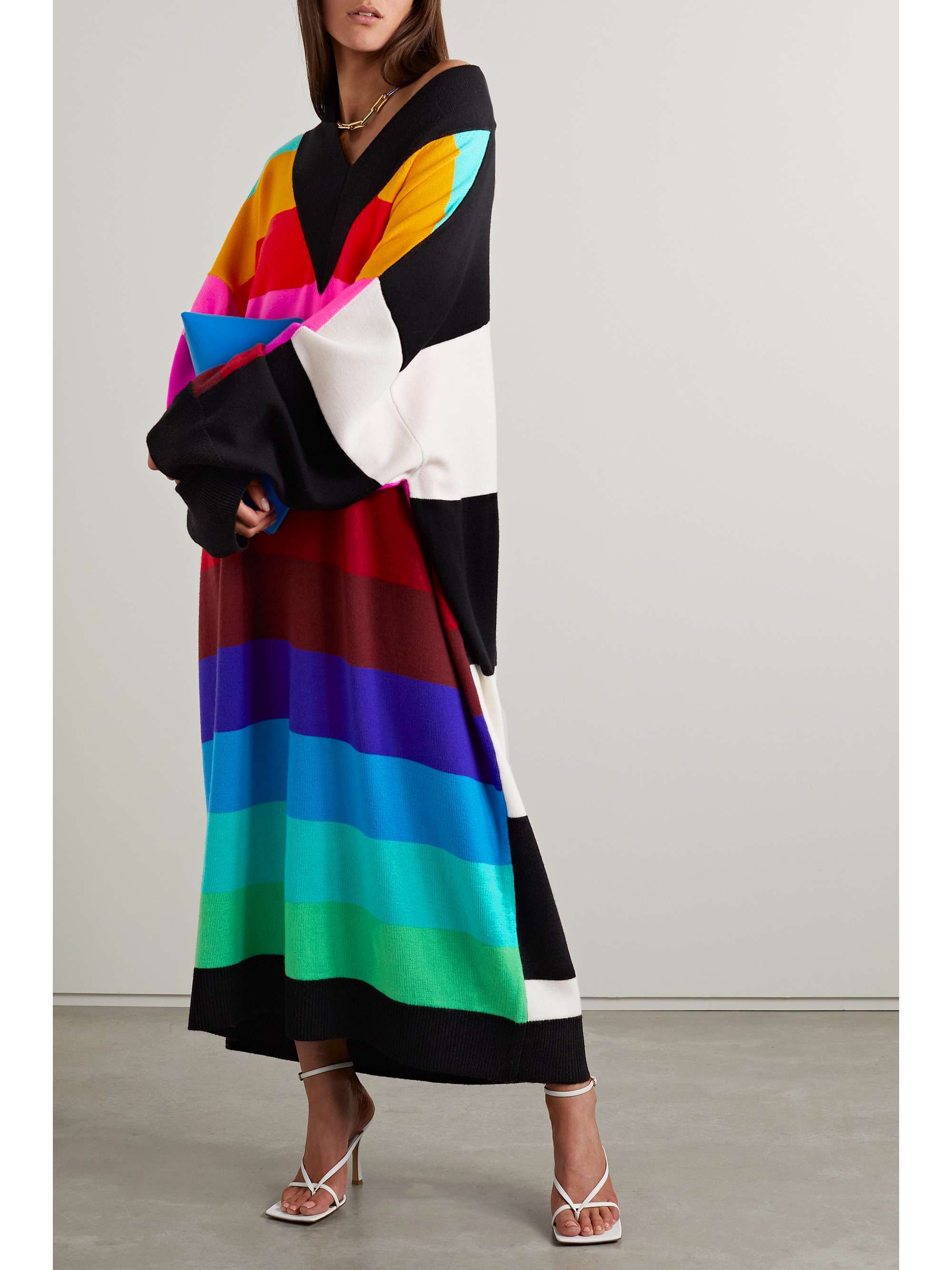 CHRISTOPHER JOHN ROGERS Oversized striped intarsia wool maxi dress