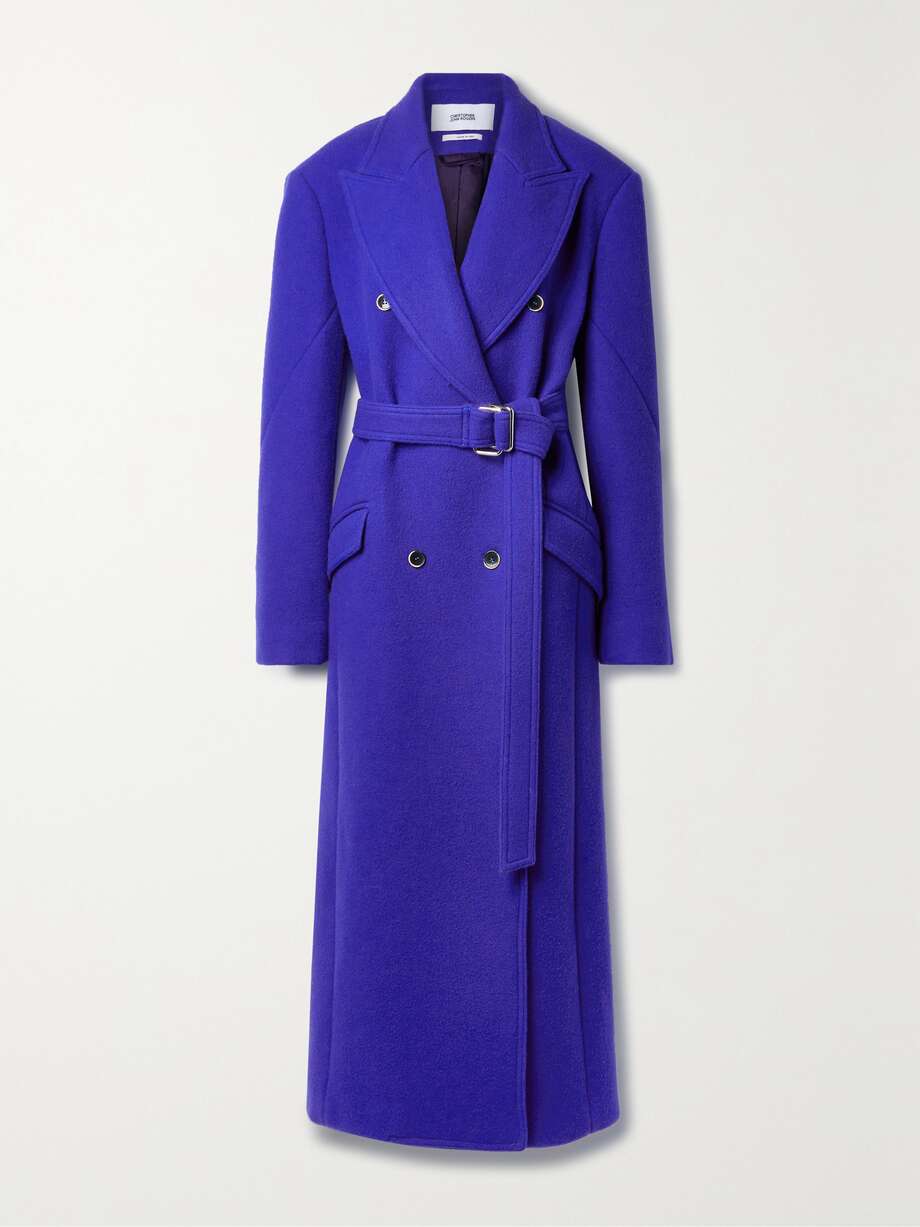 Belted Felt Coat Blue