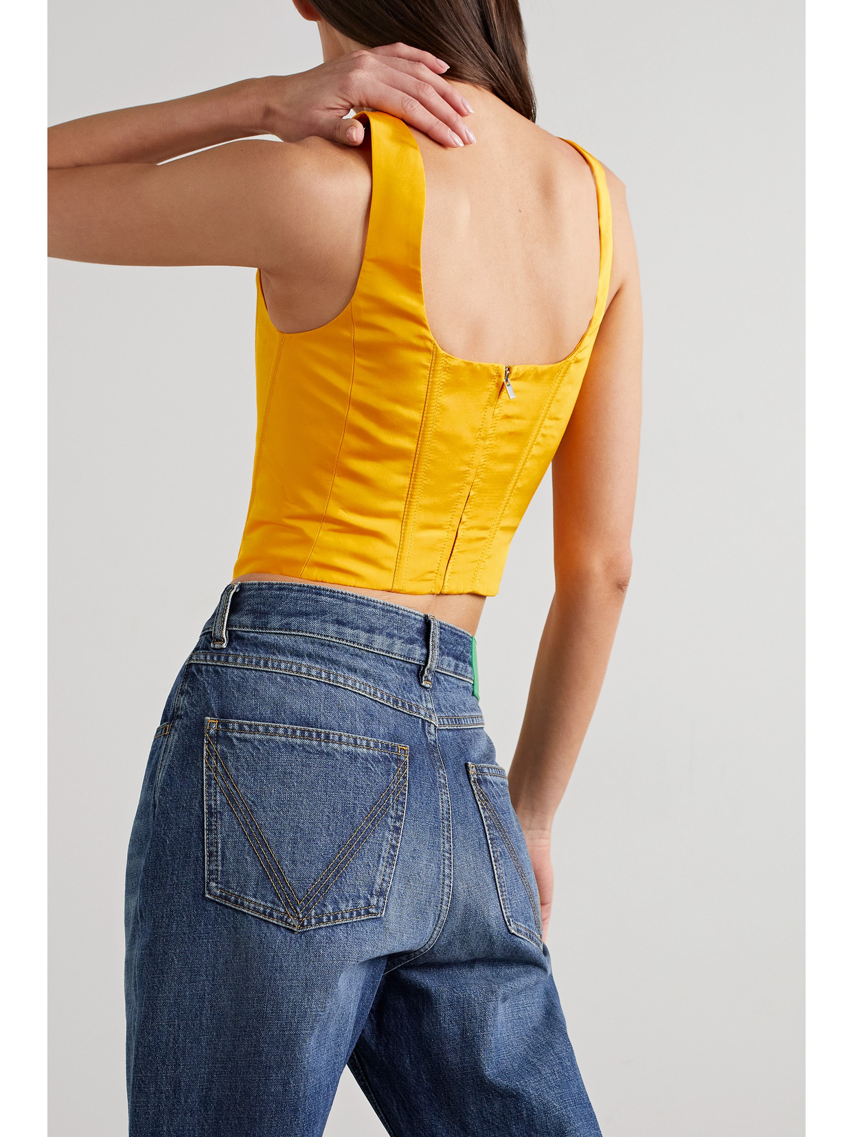Silk-Faille Bustier Top