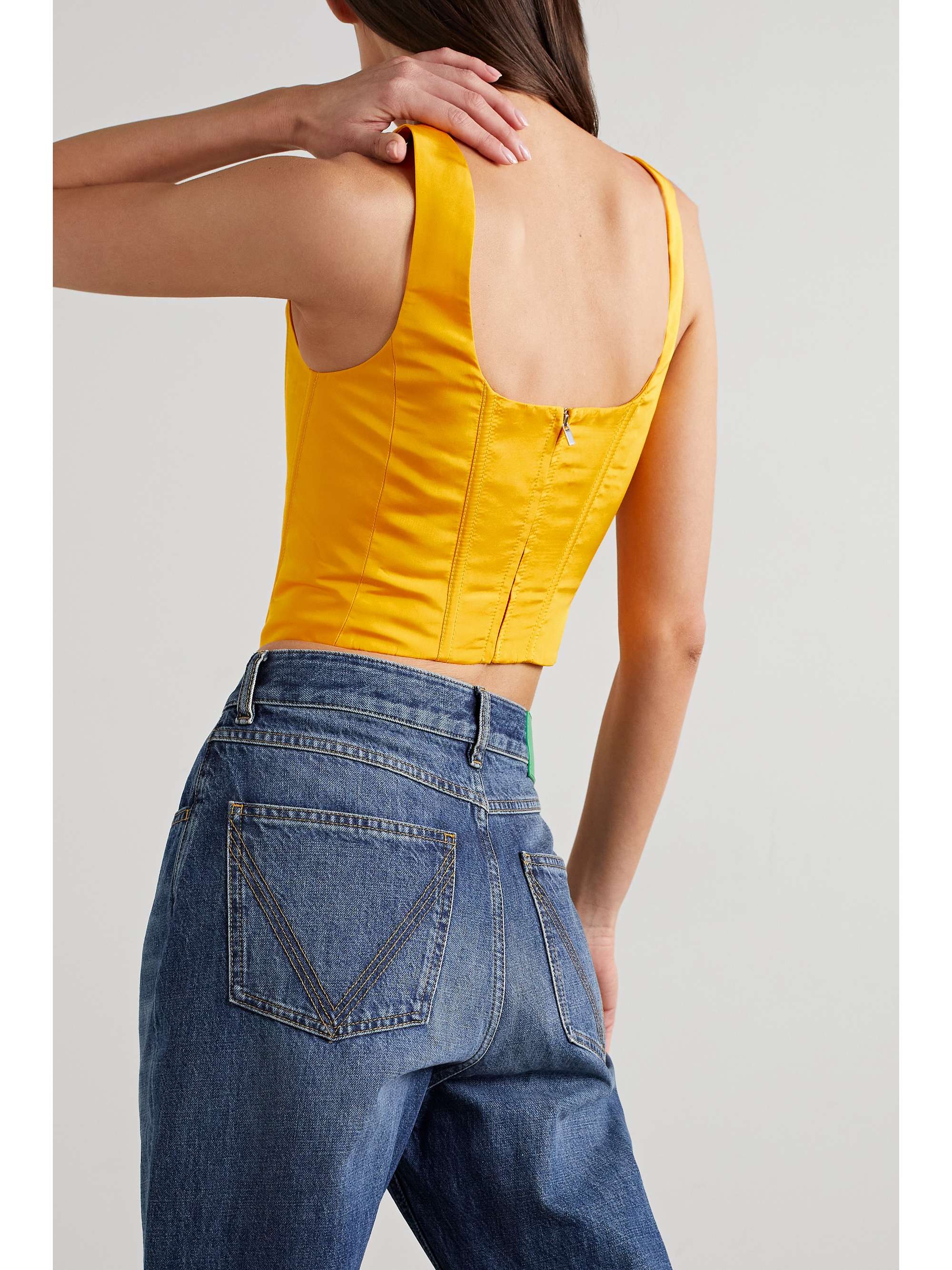 CHRISTOPHER JOHN ROGERS Silk-faille bustier top