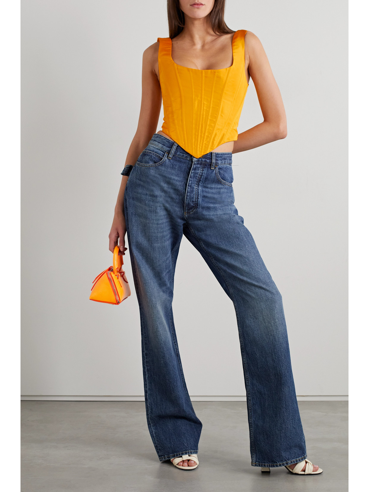 Silk-Faille Bustier Top