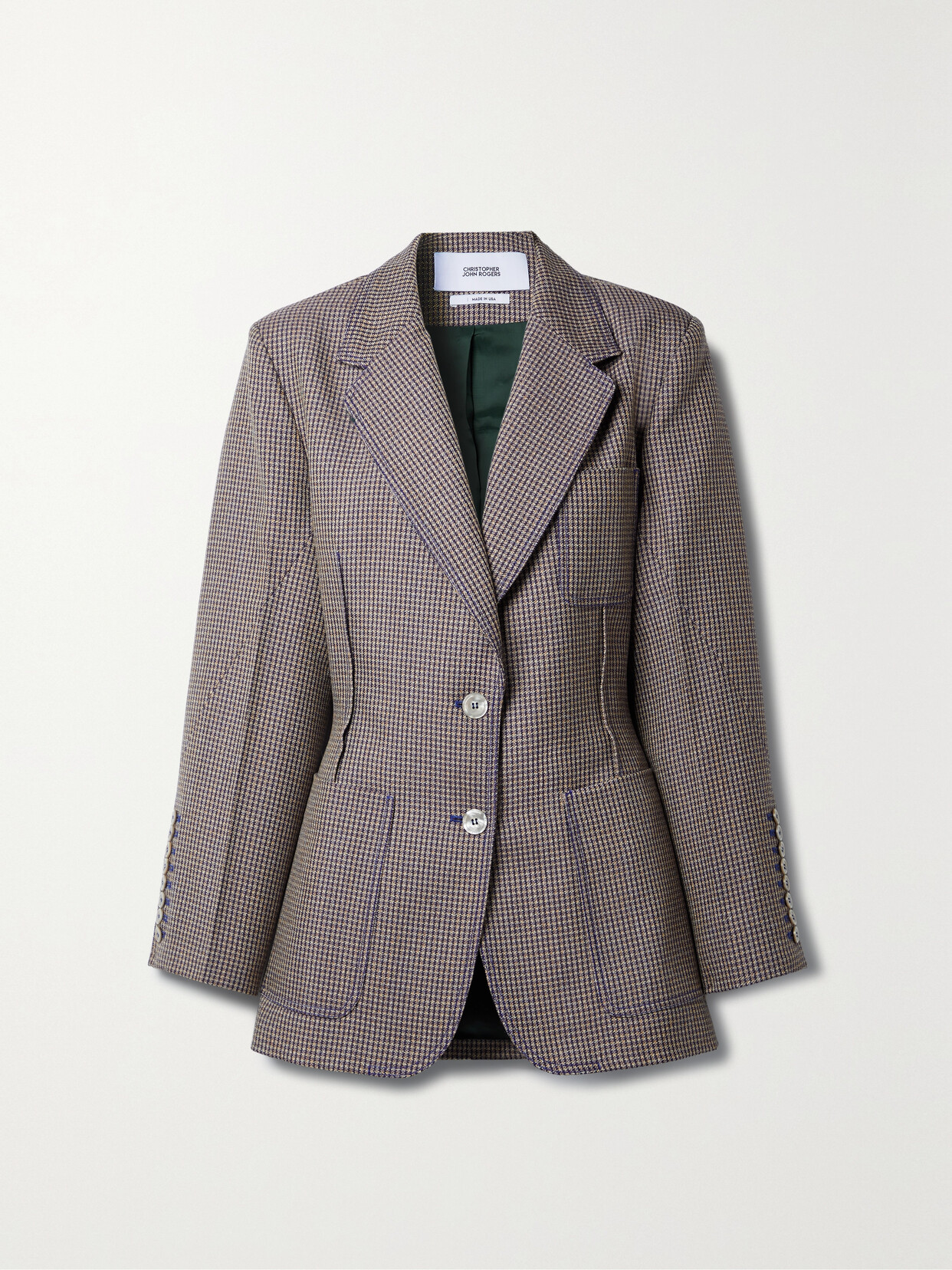 Christopher John Rogers - Checked Woven Blazer - Gray