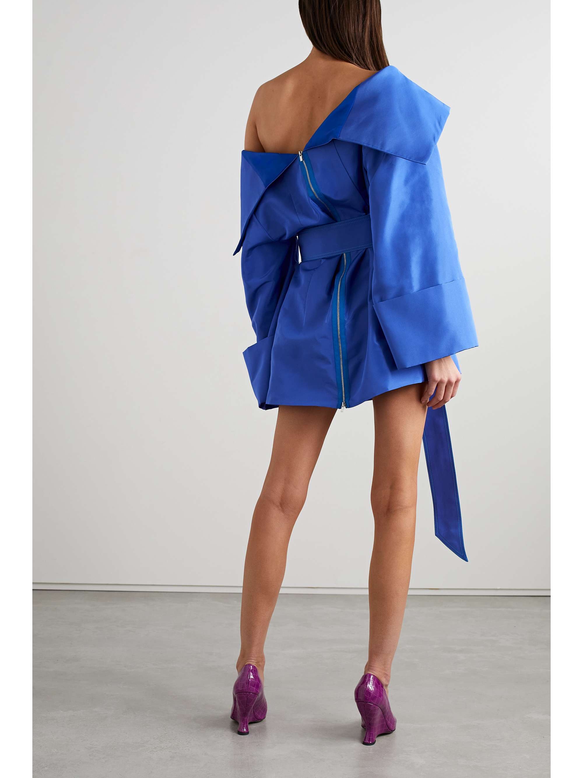 CHRISTOPHER JOHN ROGERS Off-the-shoulder silk-faille mini dress