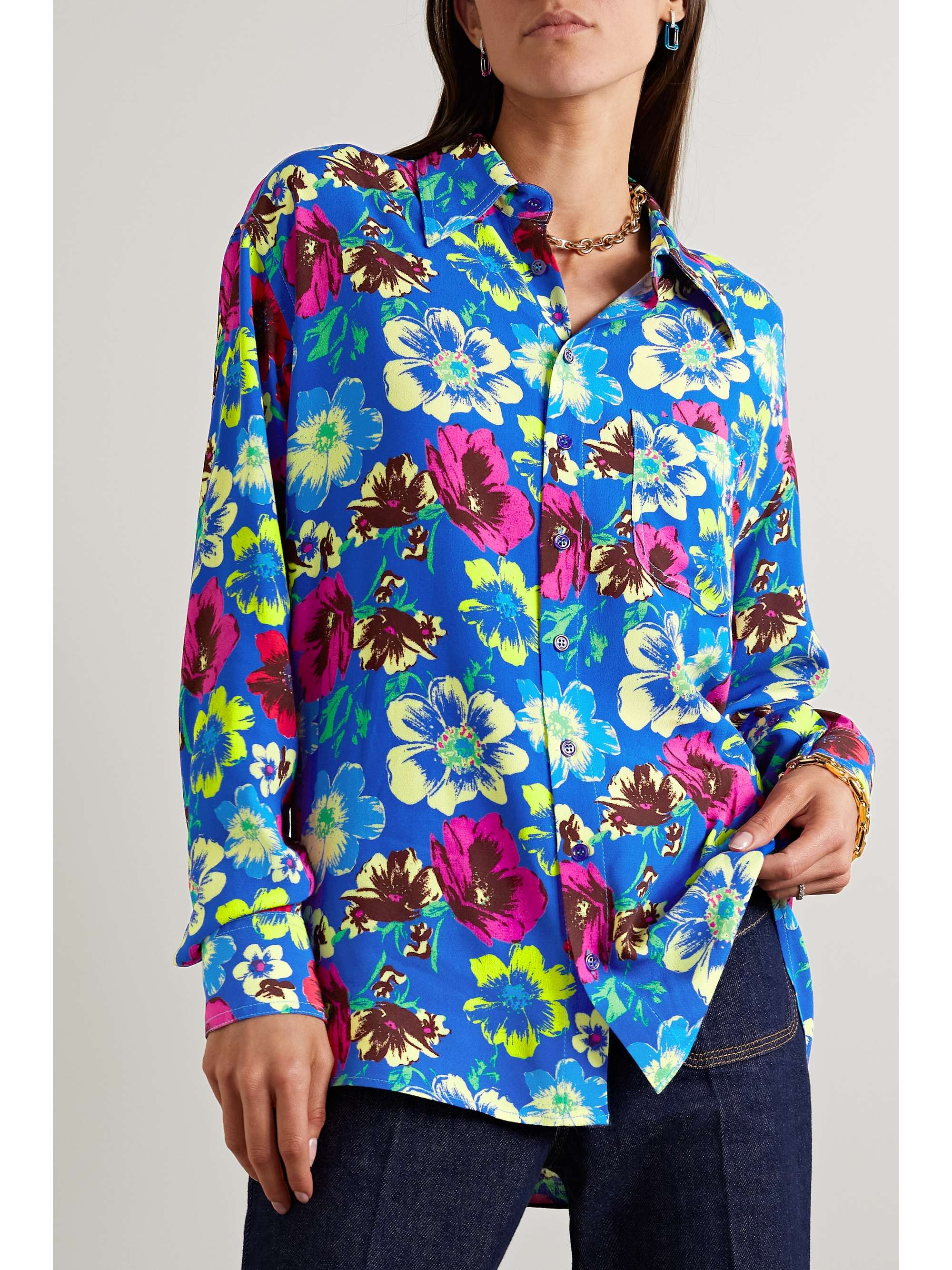 CHRISTOPHER JOHN ROGERS Floral-print crepe shirt