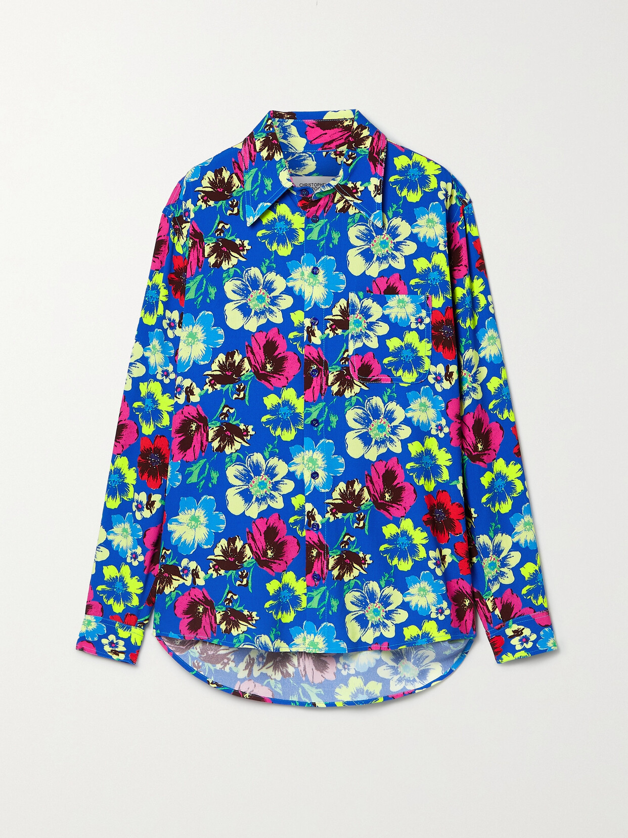 Christopher John Rogers - Floral-print Crepe Shirt - Blue