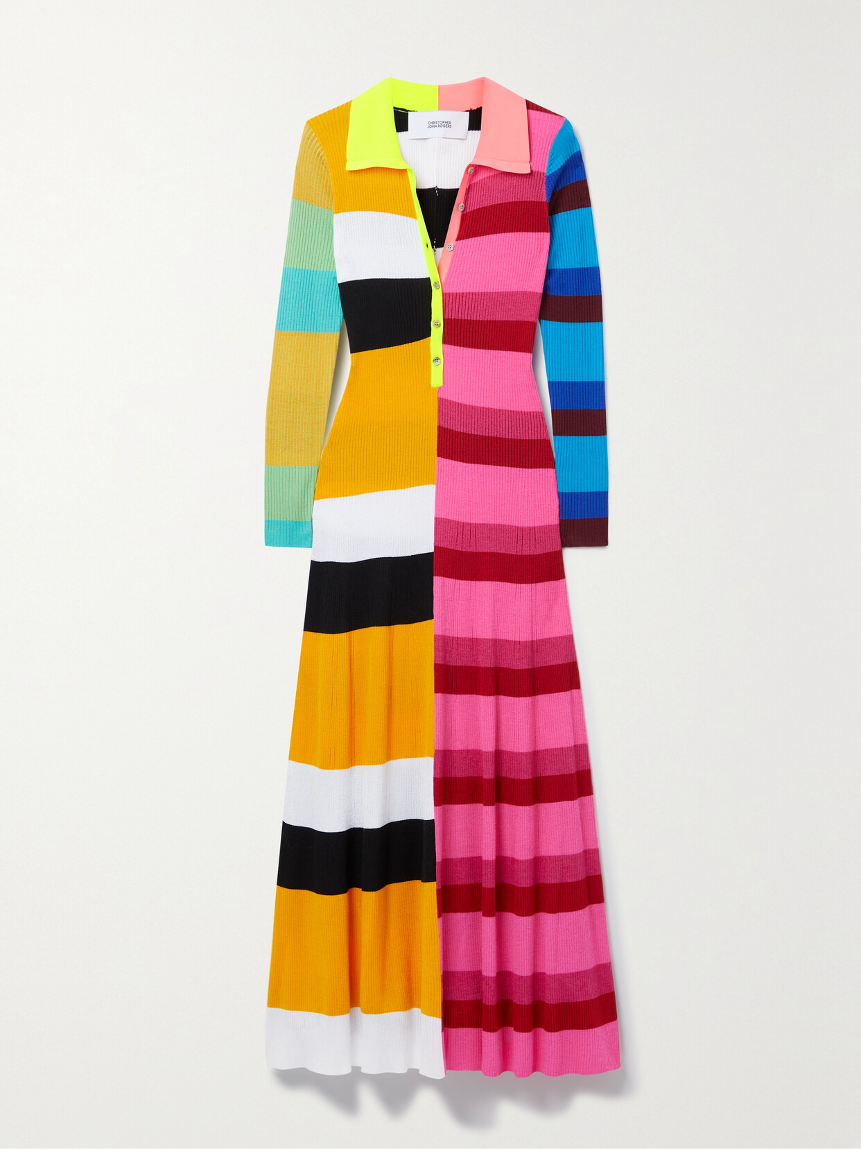 Christopher John Rogers - Colorblock Ribbed Wool-blend Maxi Dress - Pink