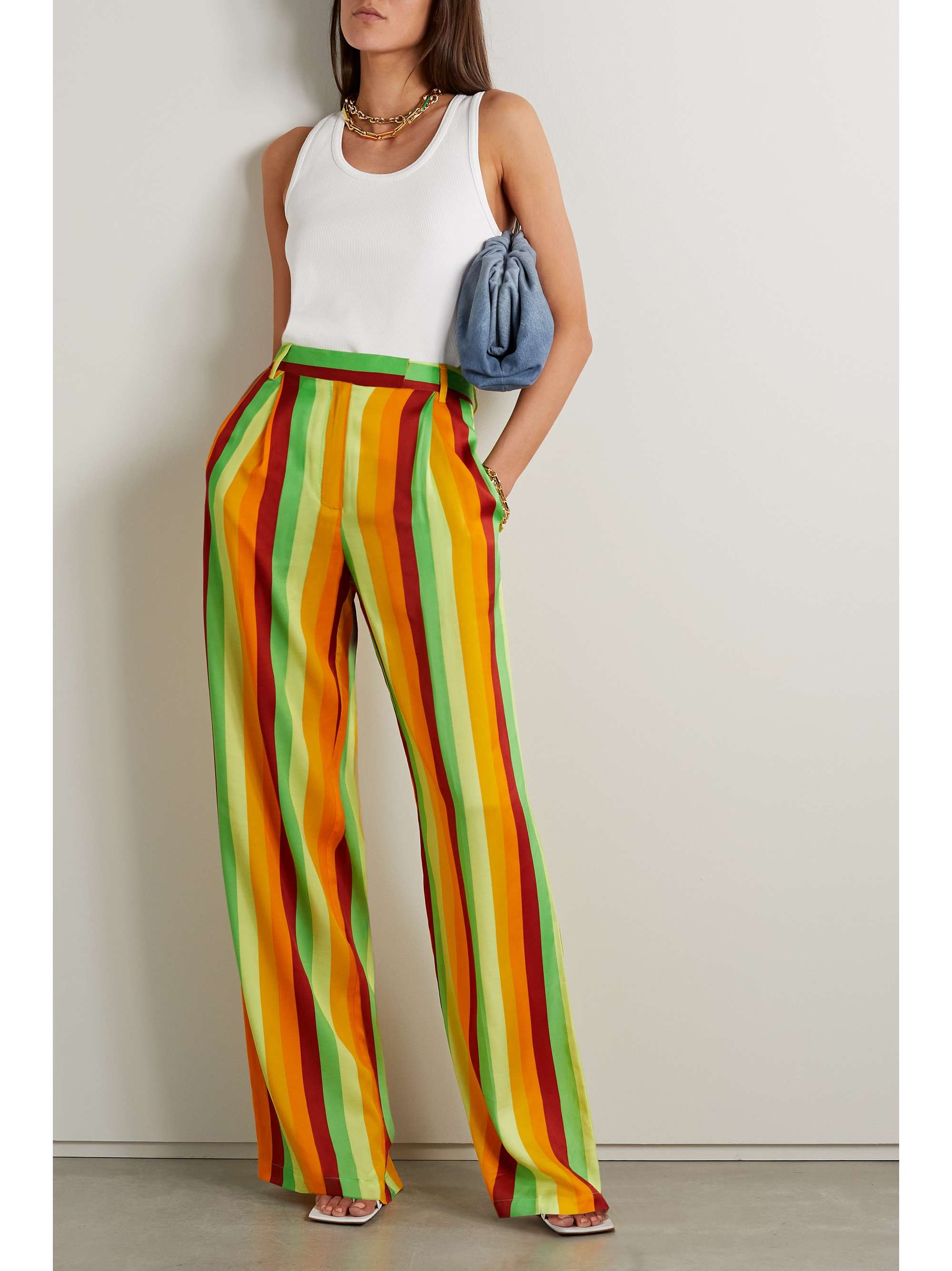 CHRISTOPHER JOHN ROGERS Striped twill wide-leg pants