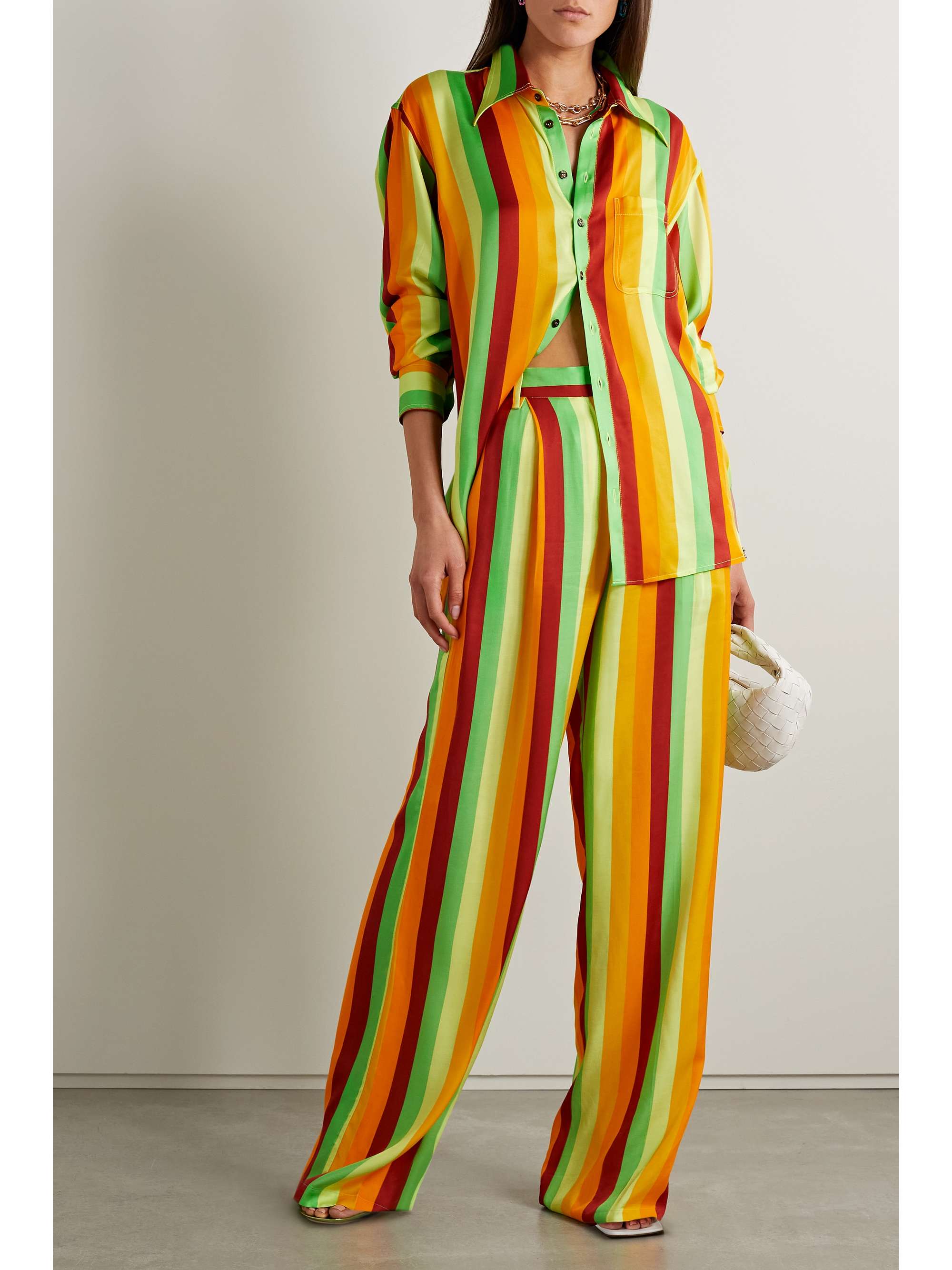 CHRISTOPHER JOHN ROGERS Striped twill wide-leg pants