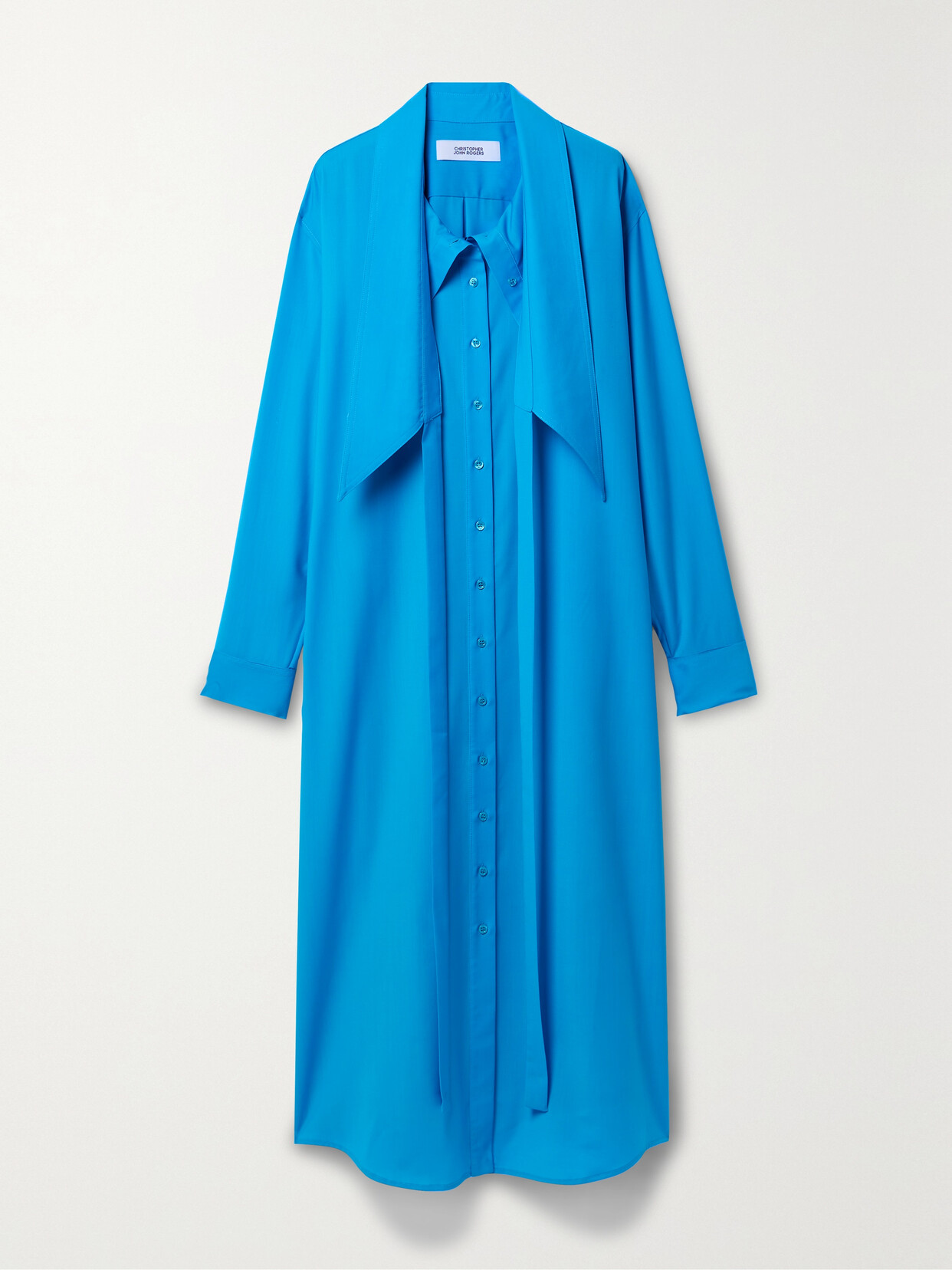 Christopher John Rogers - Wool Maxi Shirt Dress - Blue