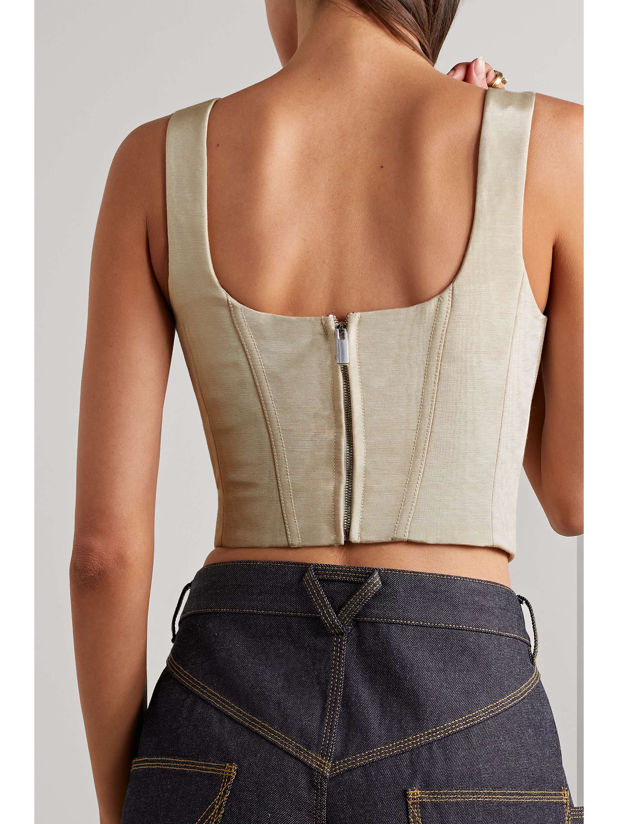 CHRISTOPHER JOHN ROGERS Cotton-blend moire bustier top