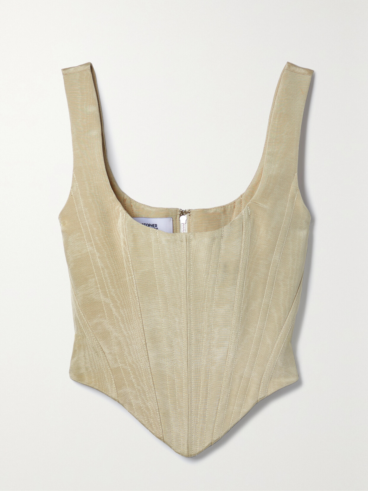 Christopher John Rogers - Cotton-blend Moire Bustier Top - Neutrals