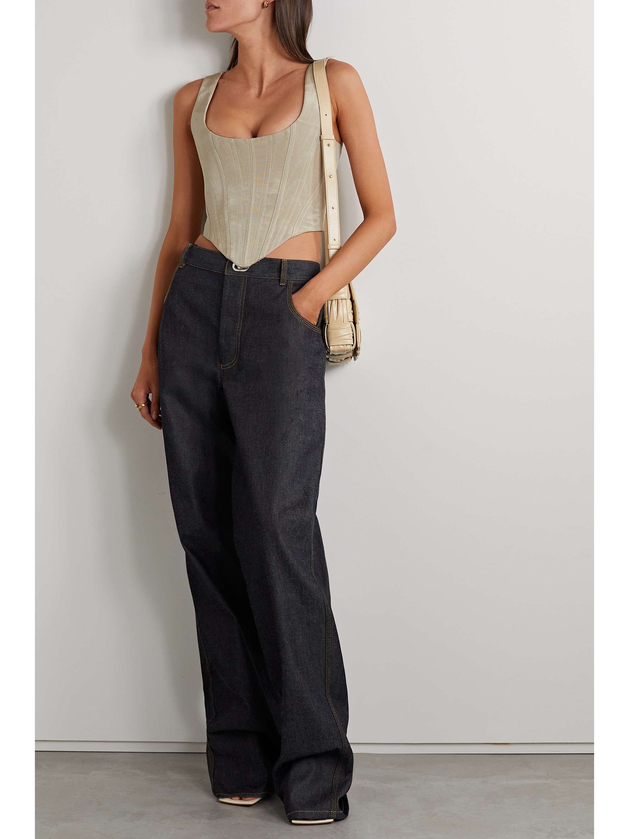 CHRISTOPHER JOHN ROGERS Cotton-blend moire bustier top