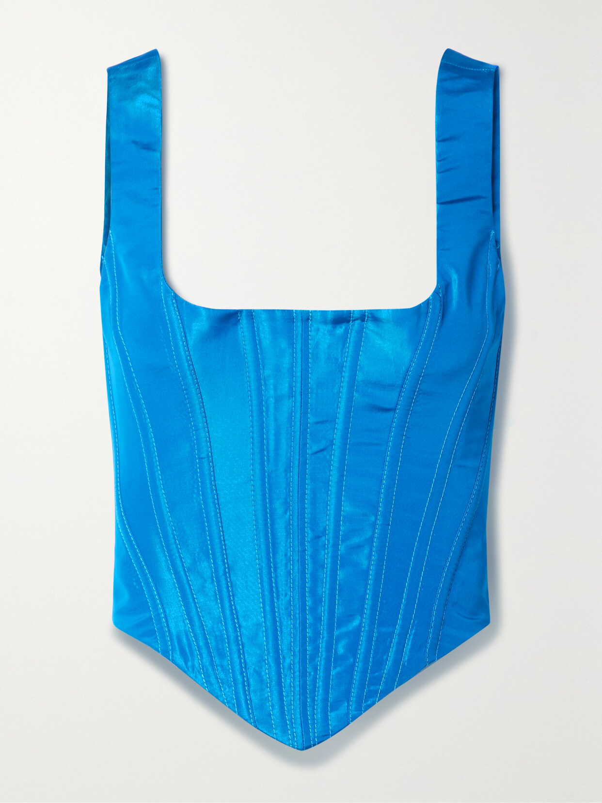 CHRISTOPHER JOHN ROGERS SILK-FAILLE BUSTIER TOP