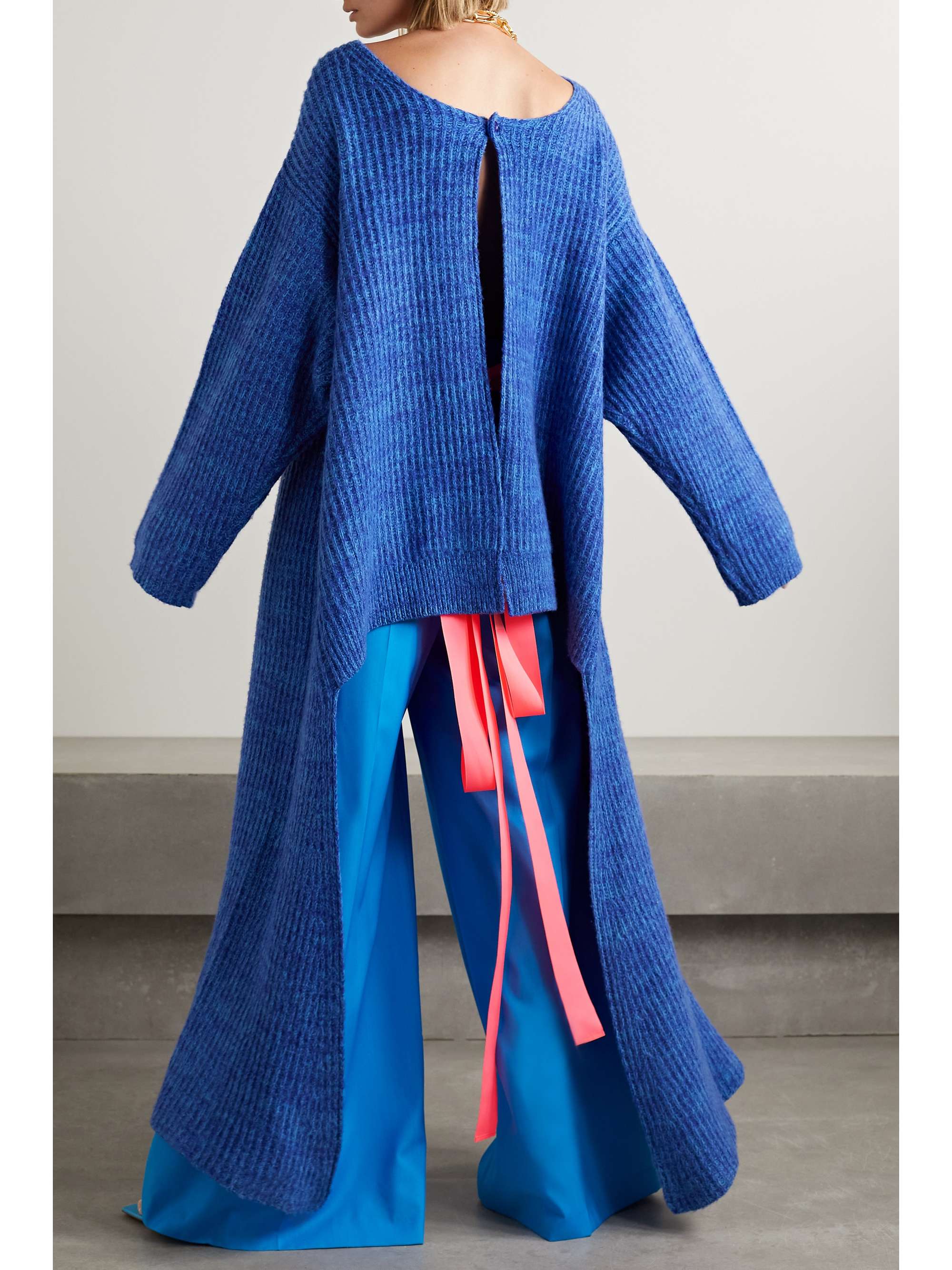 CHRISTOPHER JOHN ROGERS Grosgrain-trimmed wool-blend sweater