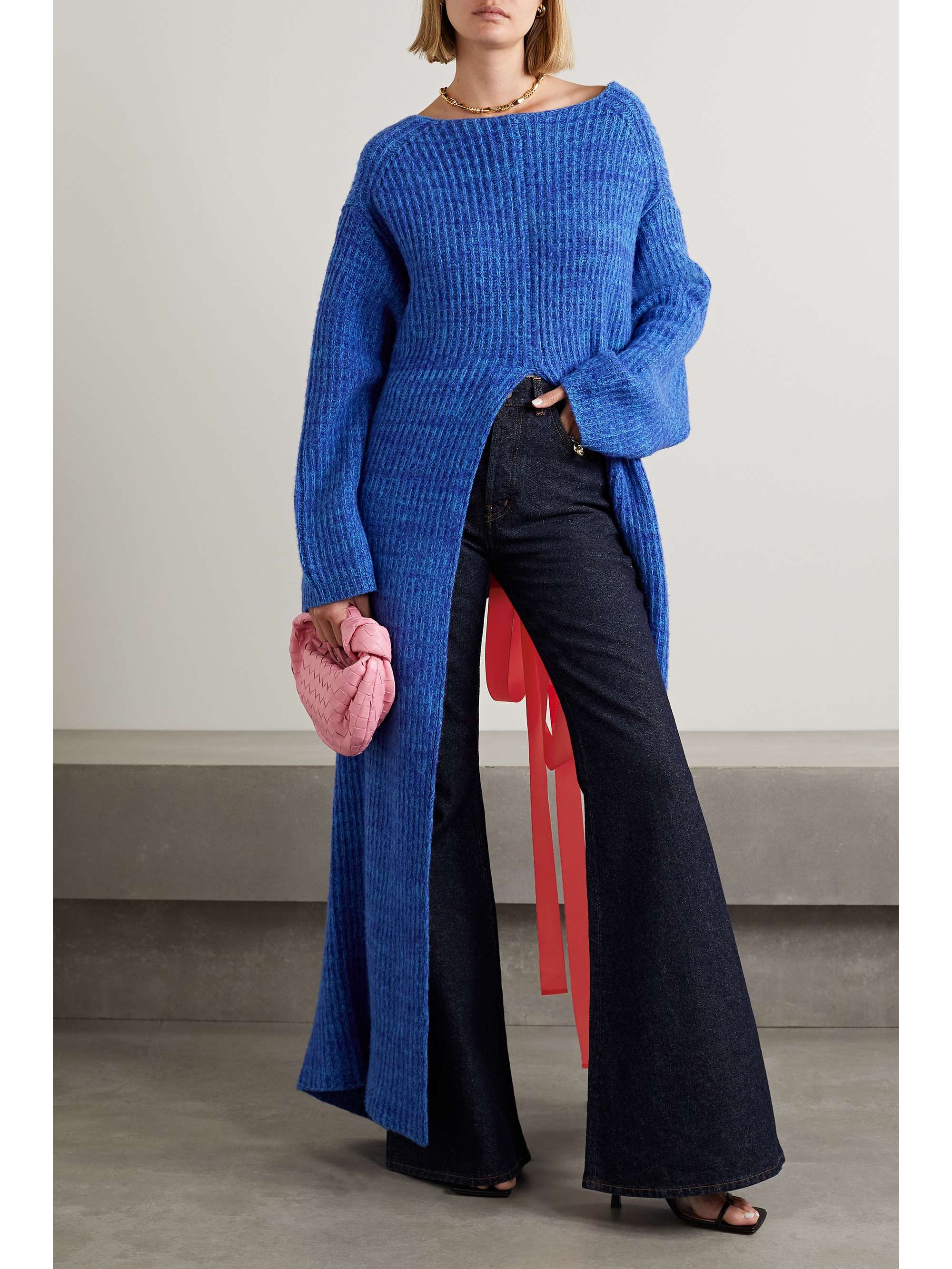 CHRISTOPHER JOHN ROGERS Grosgrain-trimmed wool-blend sweater