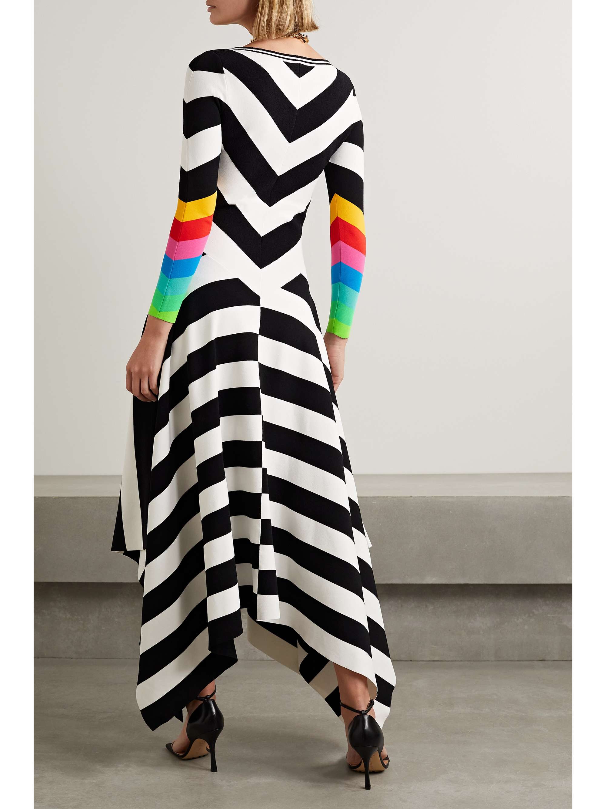 CHRISTOPHER JOHN ROGERS Asymmetrisches Maxikleid aus Stretch-Strick mit Streifen