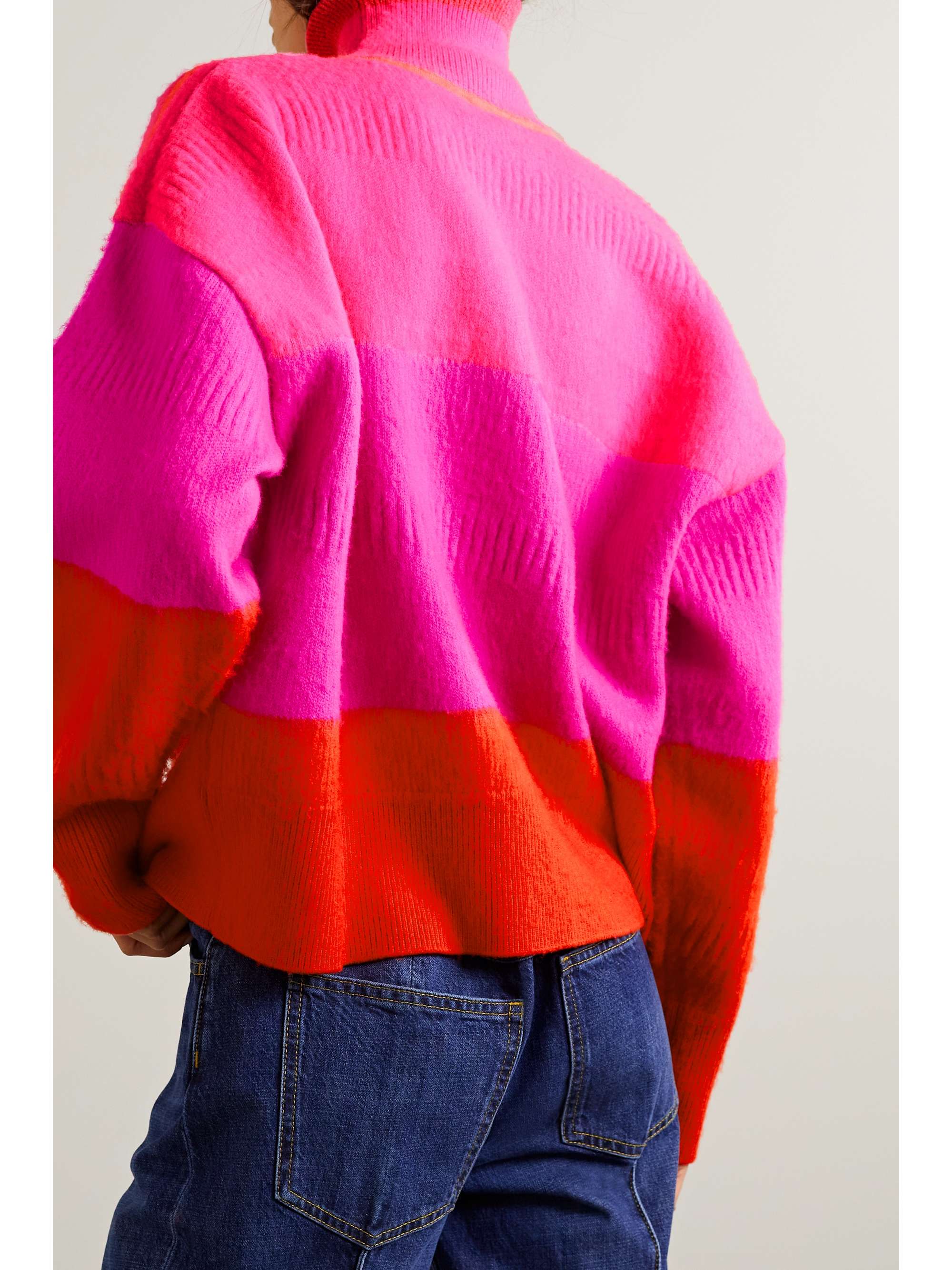 CHRISTOPHER JOHN ROGERS Oversized striped wool-blend turtleneck sweater