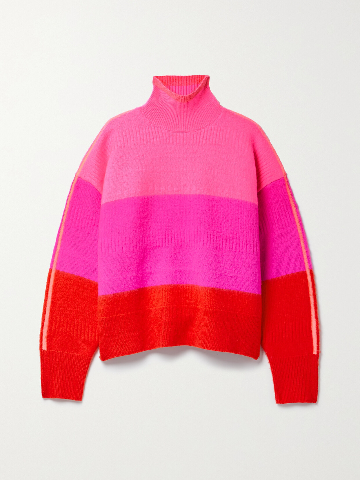 Christopher John Rogers - Oversized Striped Wool-blend Turtleneck Sweater - Pink