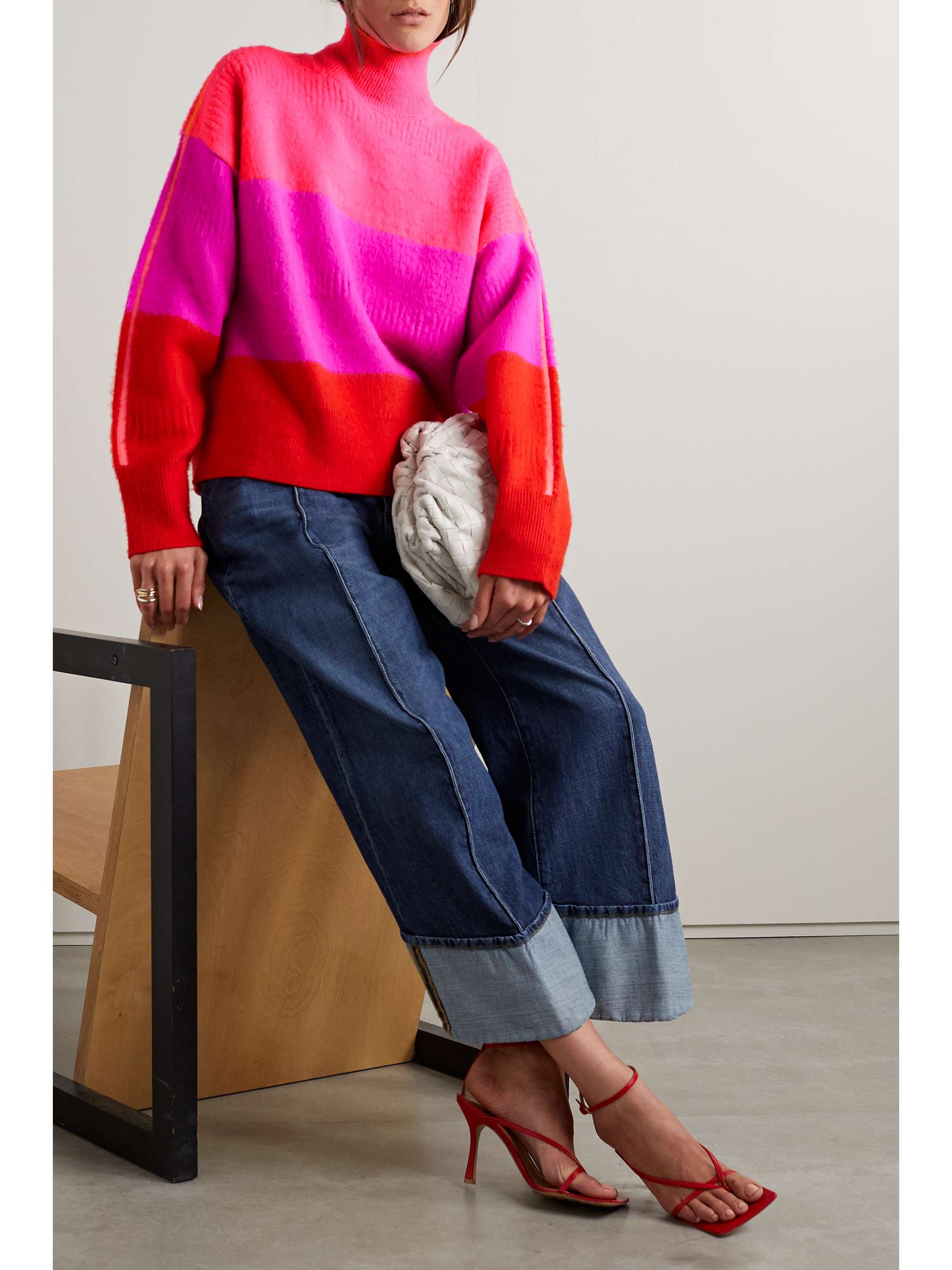 CHRISTOPHER JOHN ROGERS Oversized striped wool-blend turtleneck sweater
