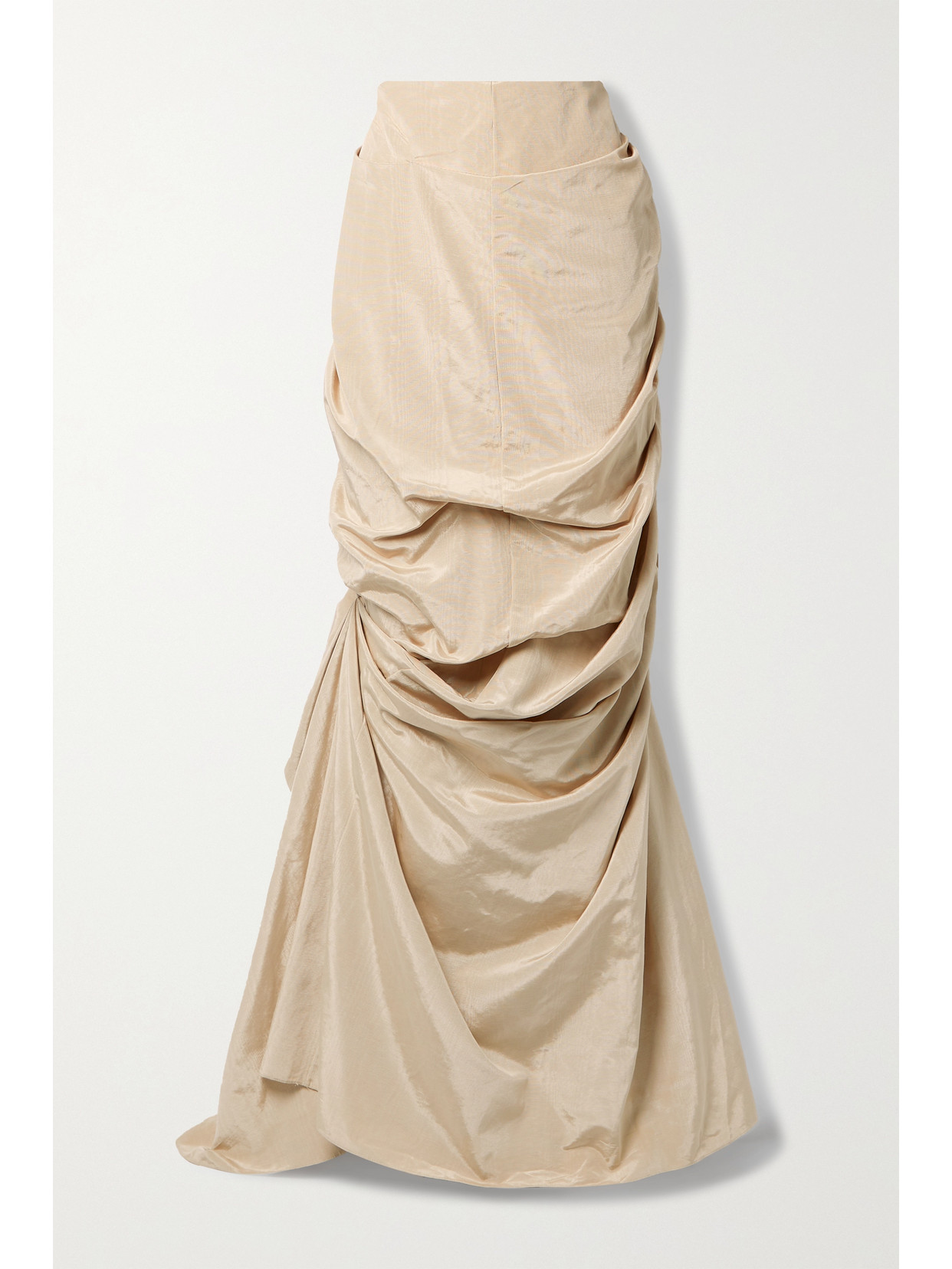 Christopher John Rogers - Gathered Cotton-blend Moire Maxi Skirt - Neutrals