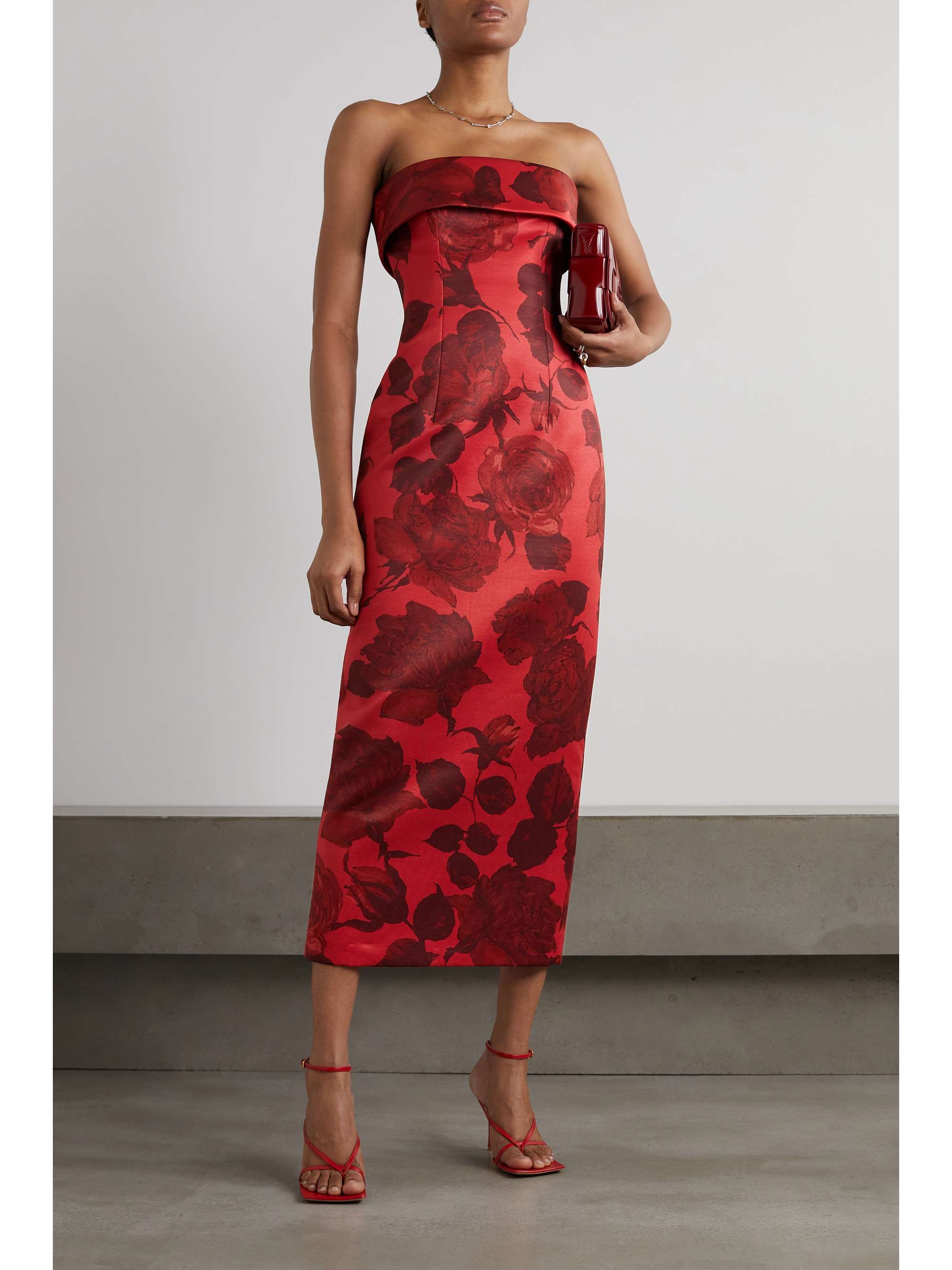 EMILIA WICKSTEAD Keeley strapless floral-print taffeta-faille gown