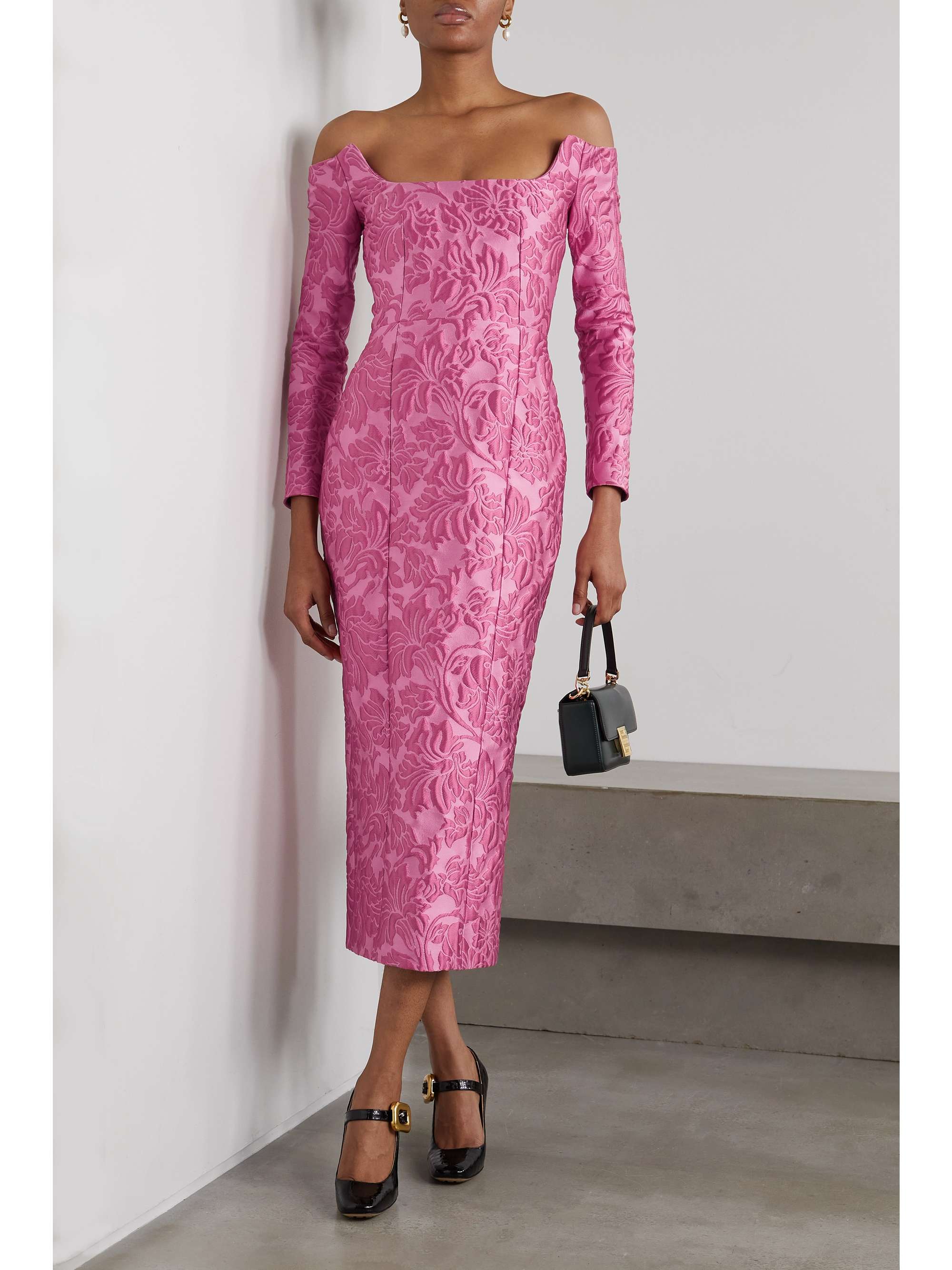 EMILIA WICKSTEAD Birch off-the-shoulder floral-brocade maxi dress