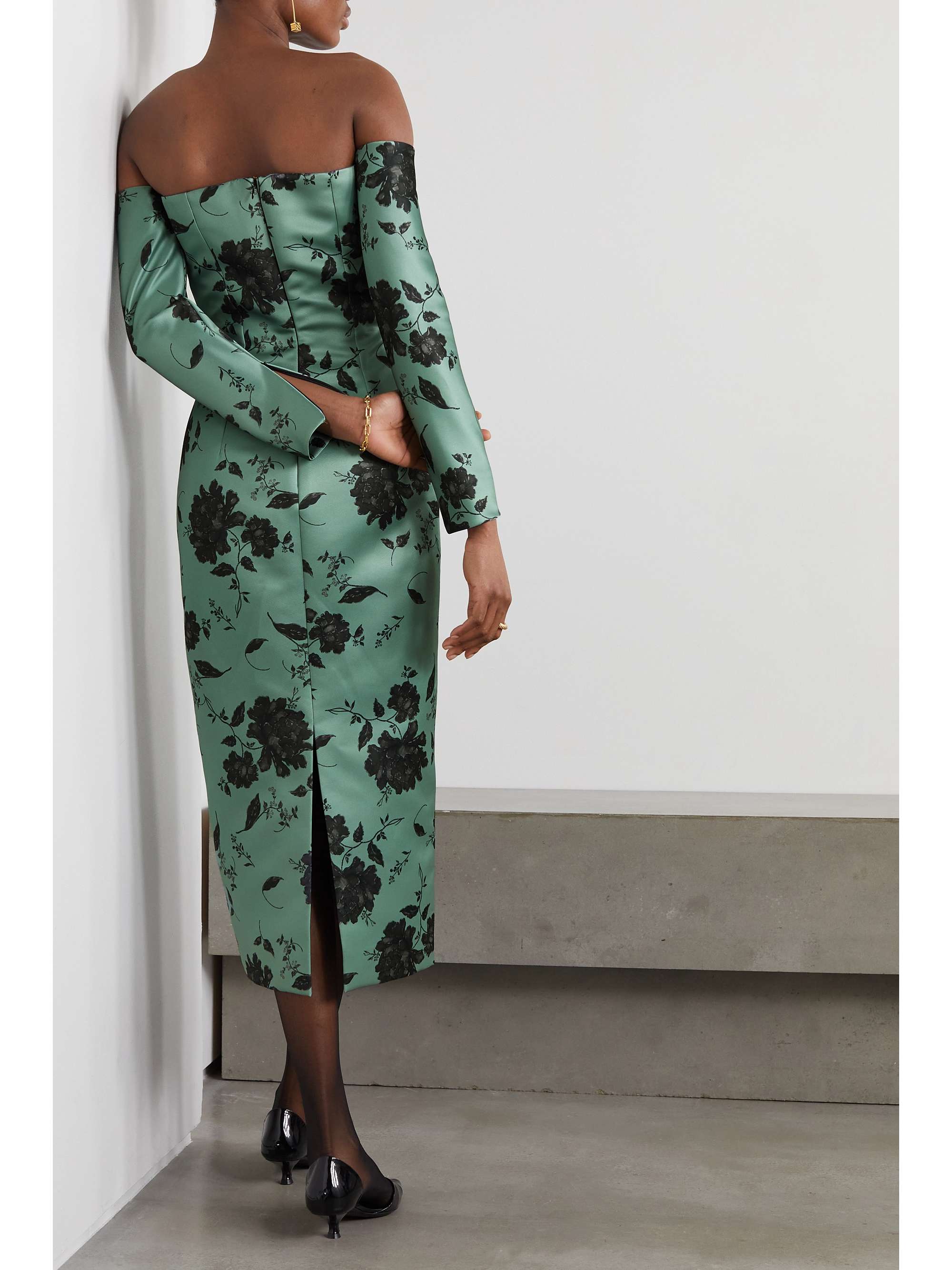 EMILIA WICKSTEAD Melina off-the-shoulder floral-print faille midi dress