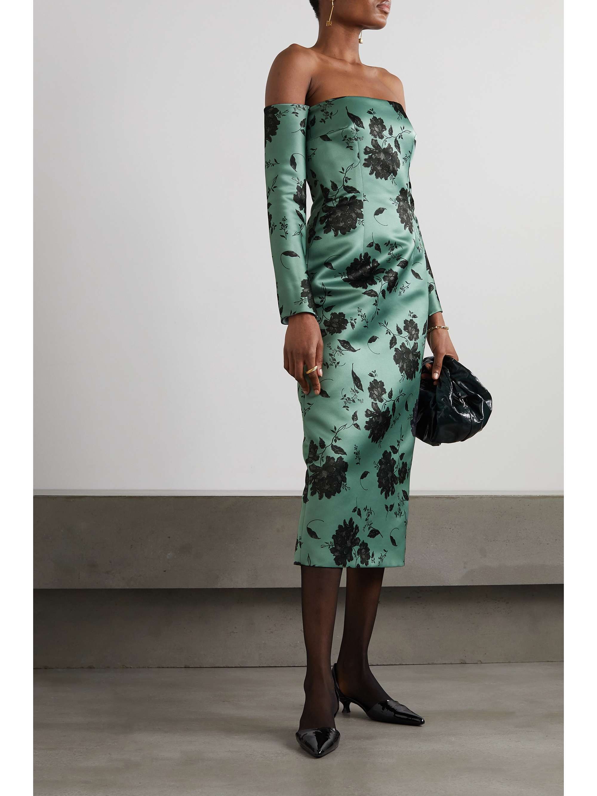 EMILIA WICKSTEAD Melina off-the-shoulder floral-print faille midi dress