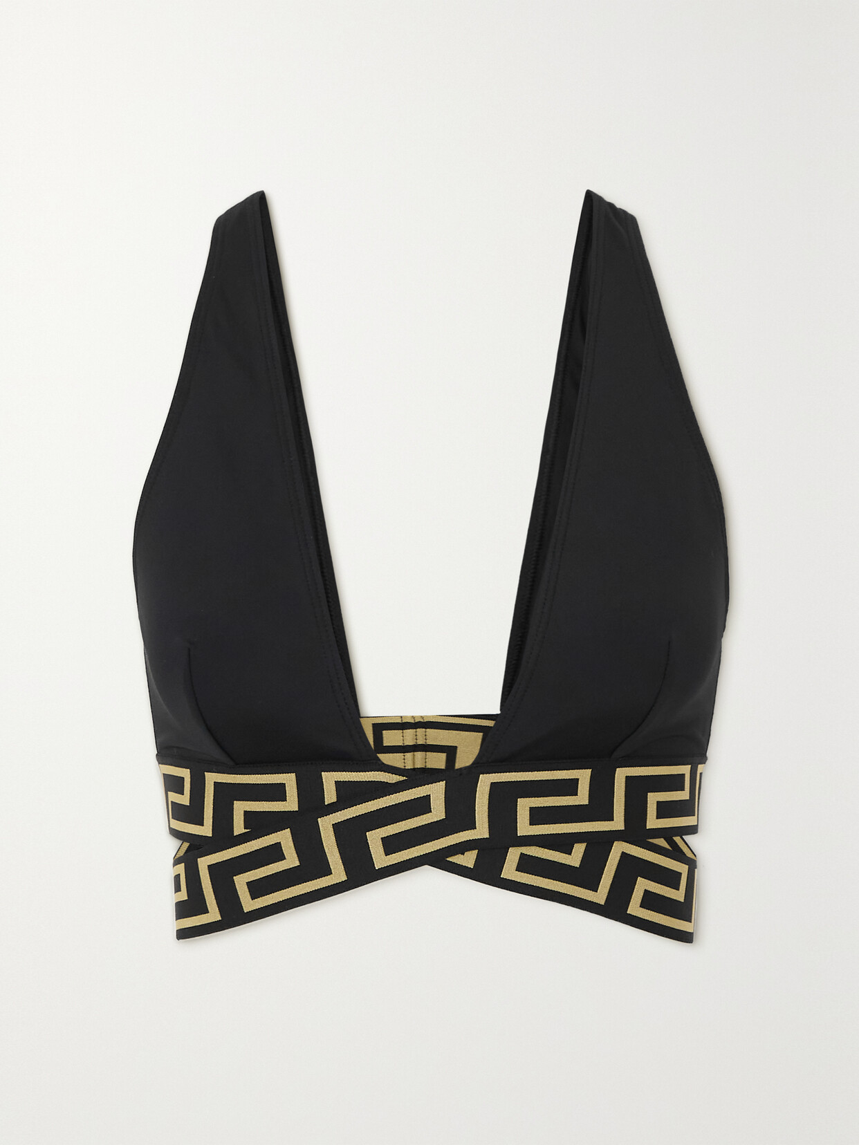 Versace Twist-front Bikini Top In Black