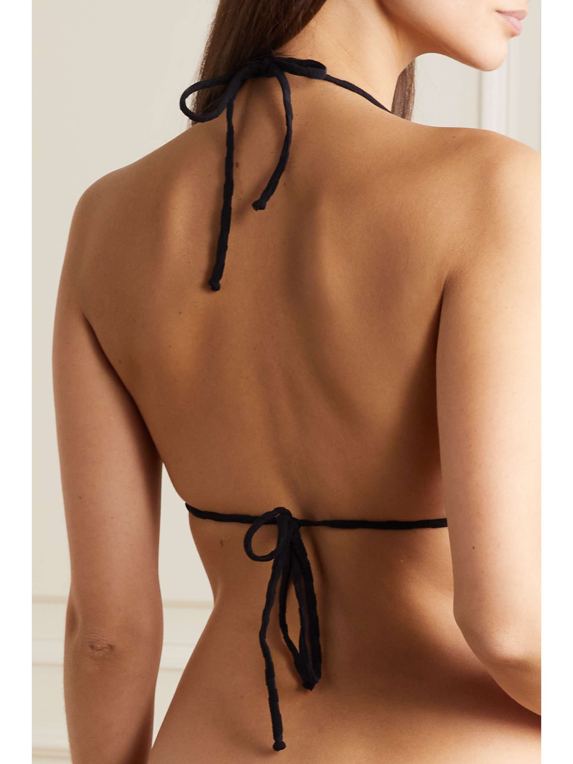 VERSACE La Greca stretch-terry jacquard triangle bikini top