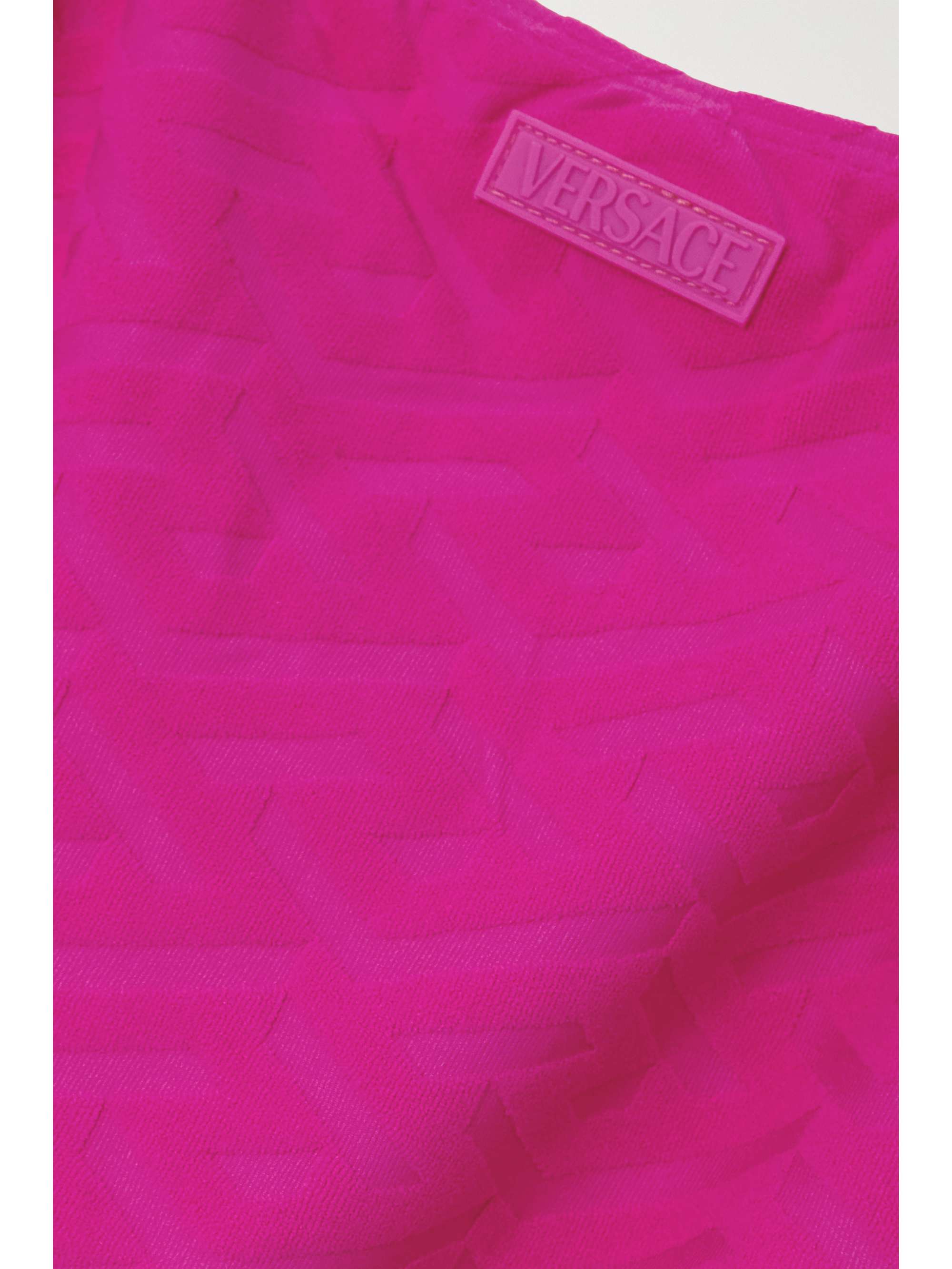 VERSACE La Greca embossed stretch-terry swimsuit